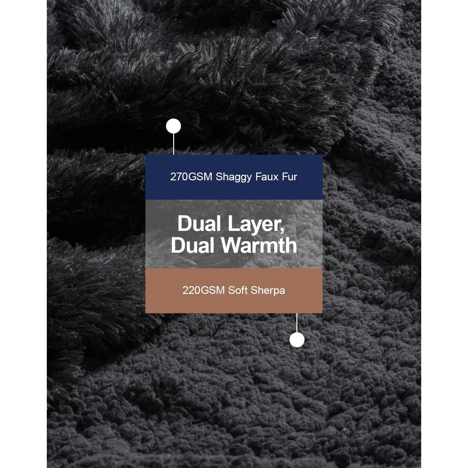 Manta de Piel Sintética Pawque 127x152 cm Negra Reversible