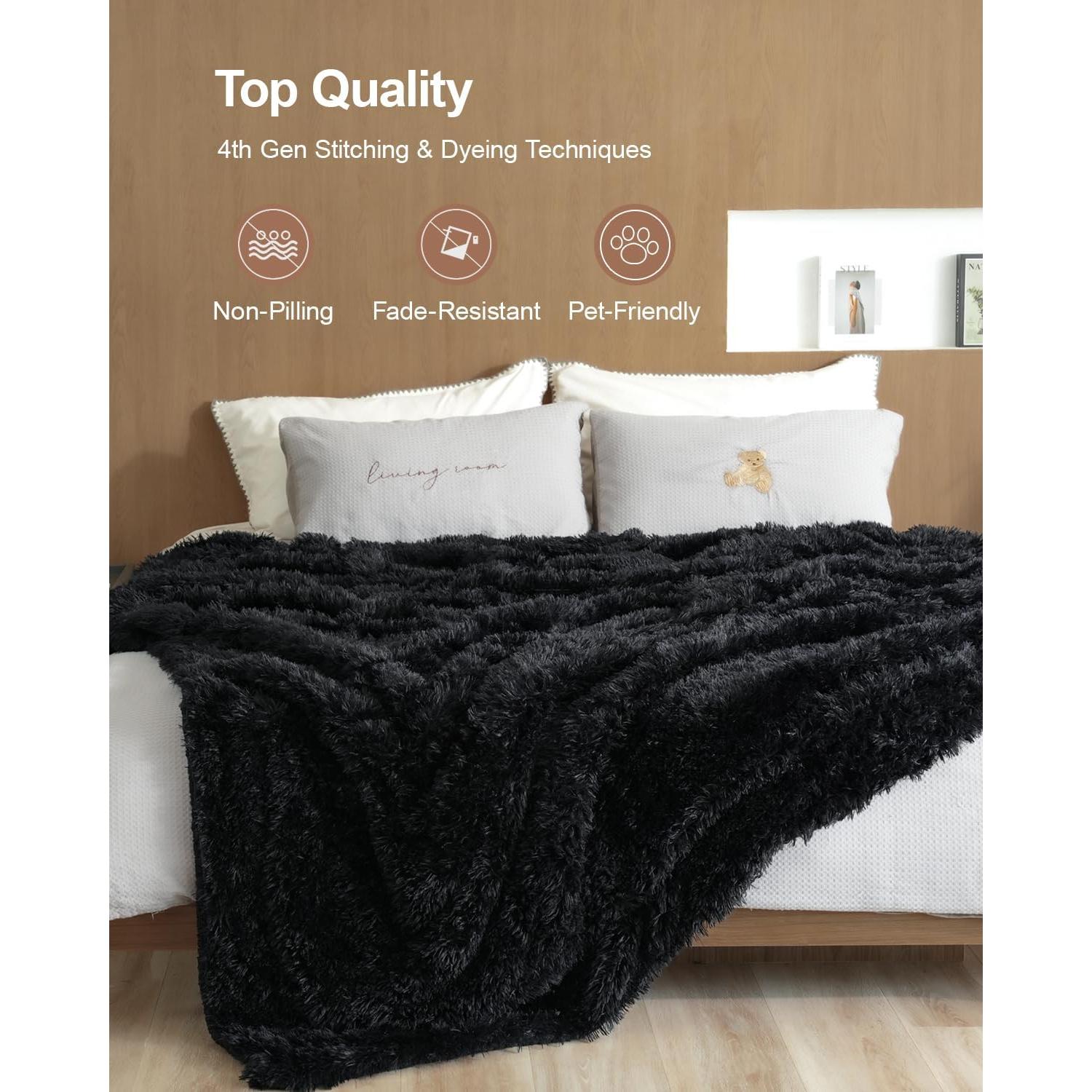 Manta de Piel Sintética Pawque 127x152 cm Negra Reversible