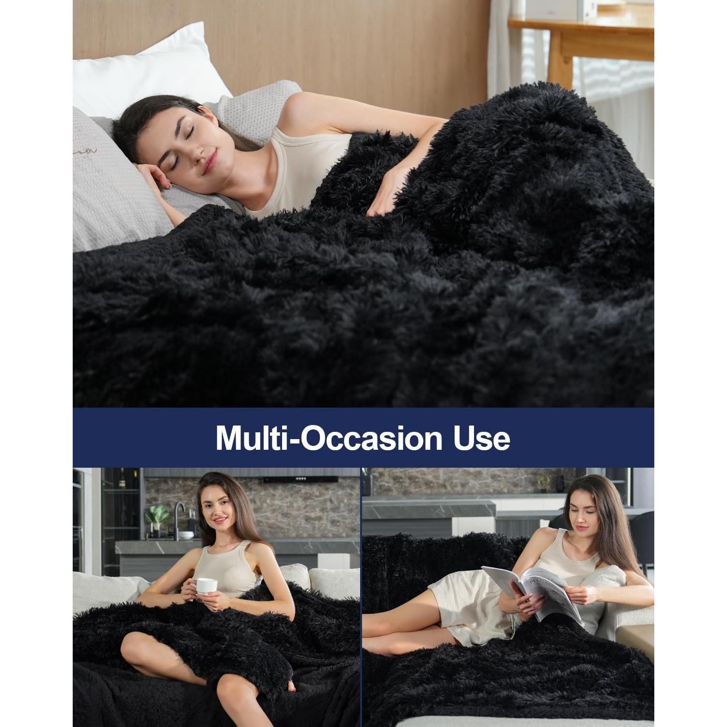 Manta de Piel Sintética Pawque 127x152 cm Negra Reversible