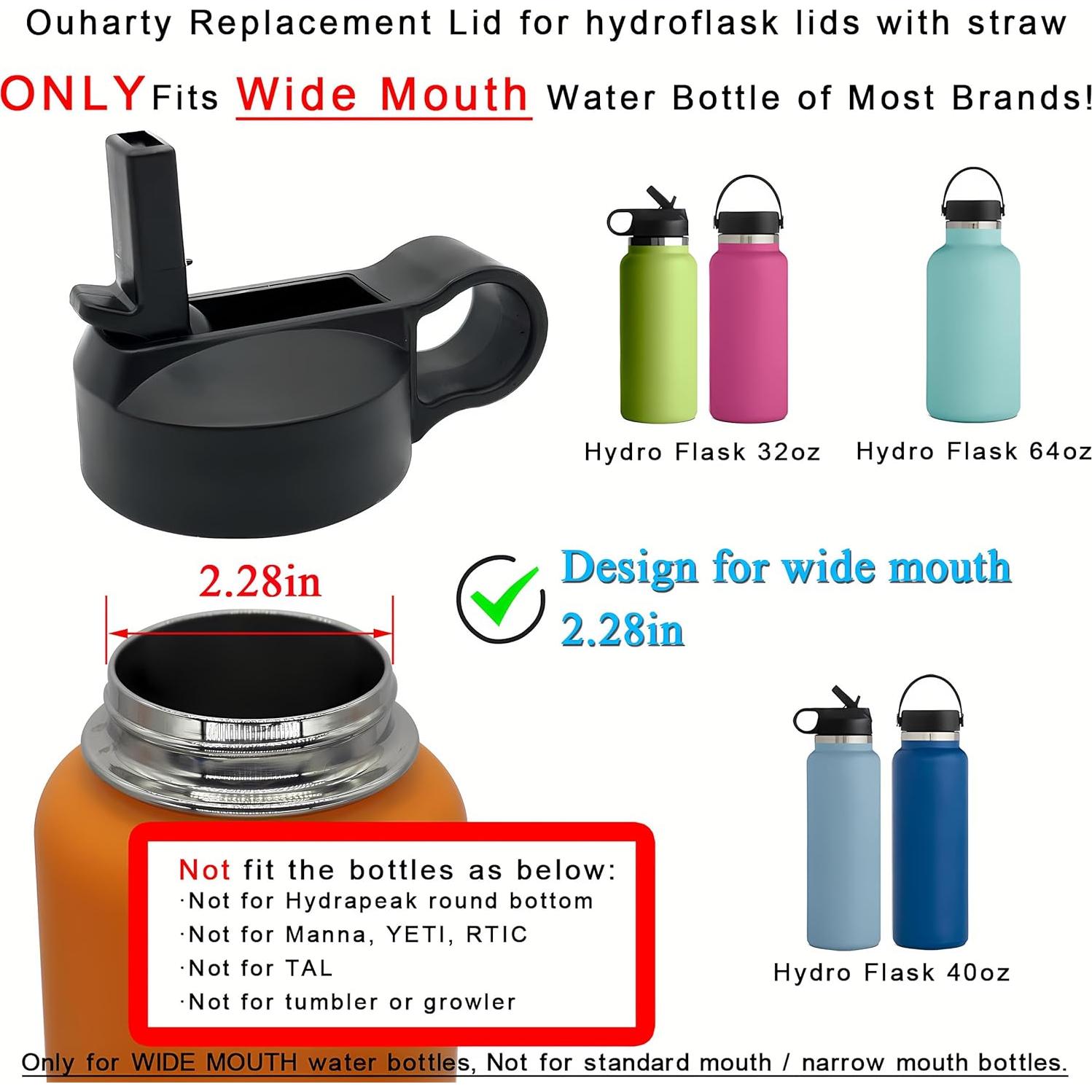 Tapa de Pajilla Ouharty para Botellas Hydro Flask Boca Ancha