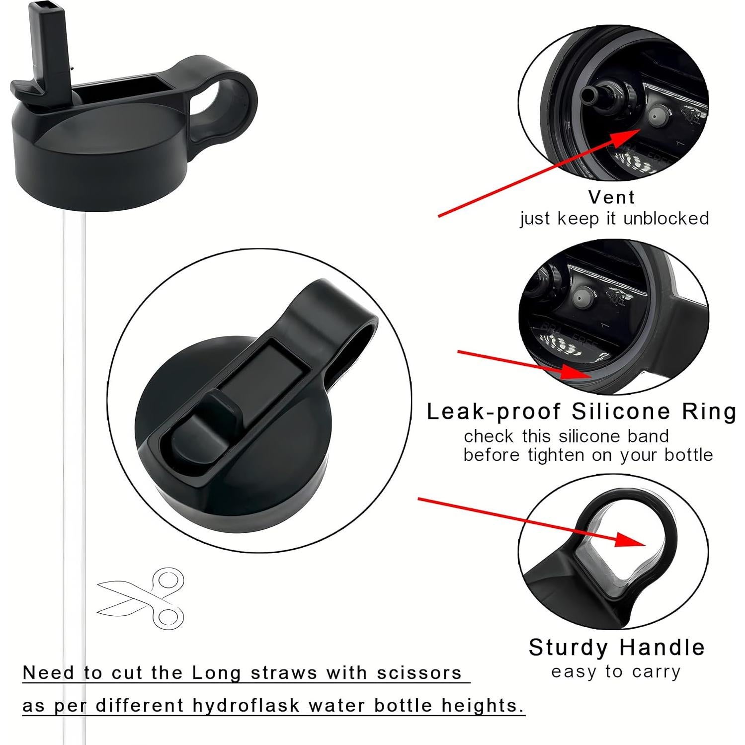 Tapa de Pajilla Ouharty para Botellas Hydro Flask Boca Ancha