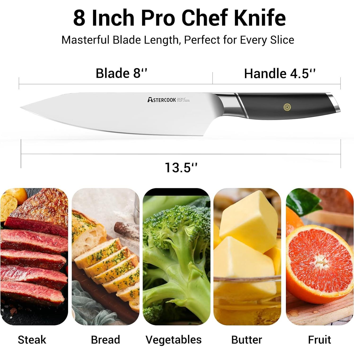 Cuchillo de Chef Astercook 20.32 cm Acero Inoxidable Forjado