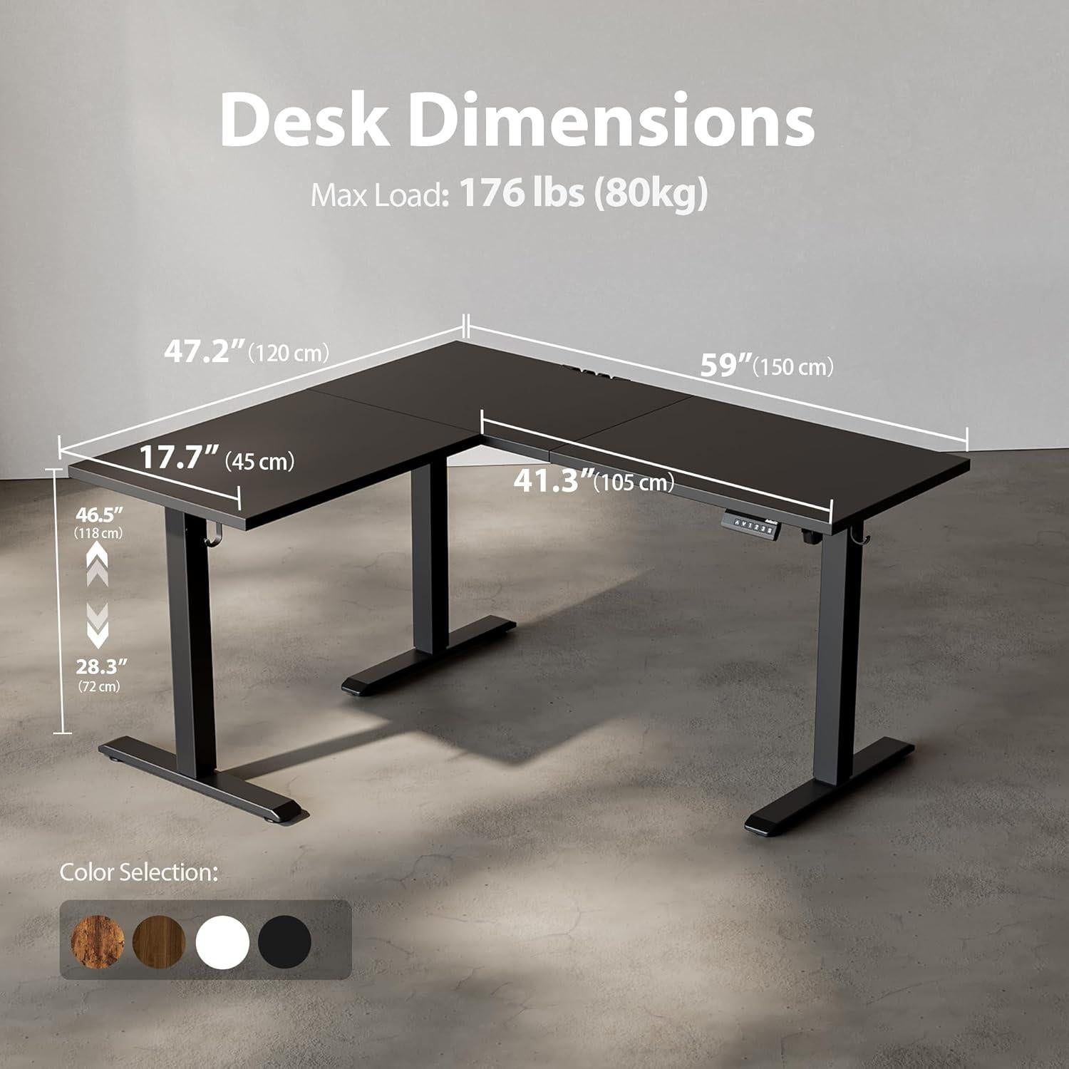 Escritorio de pie en L Agilestic 150x120 cm ajustable eléctrico