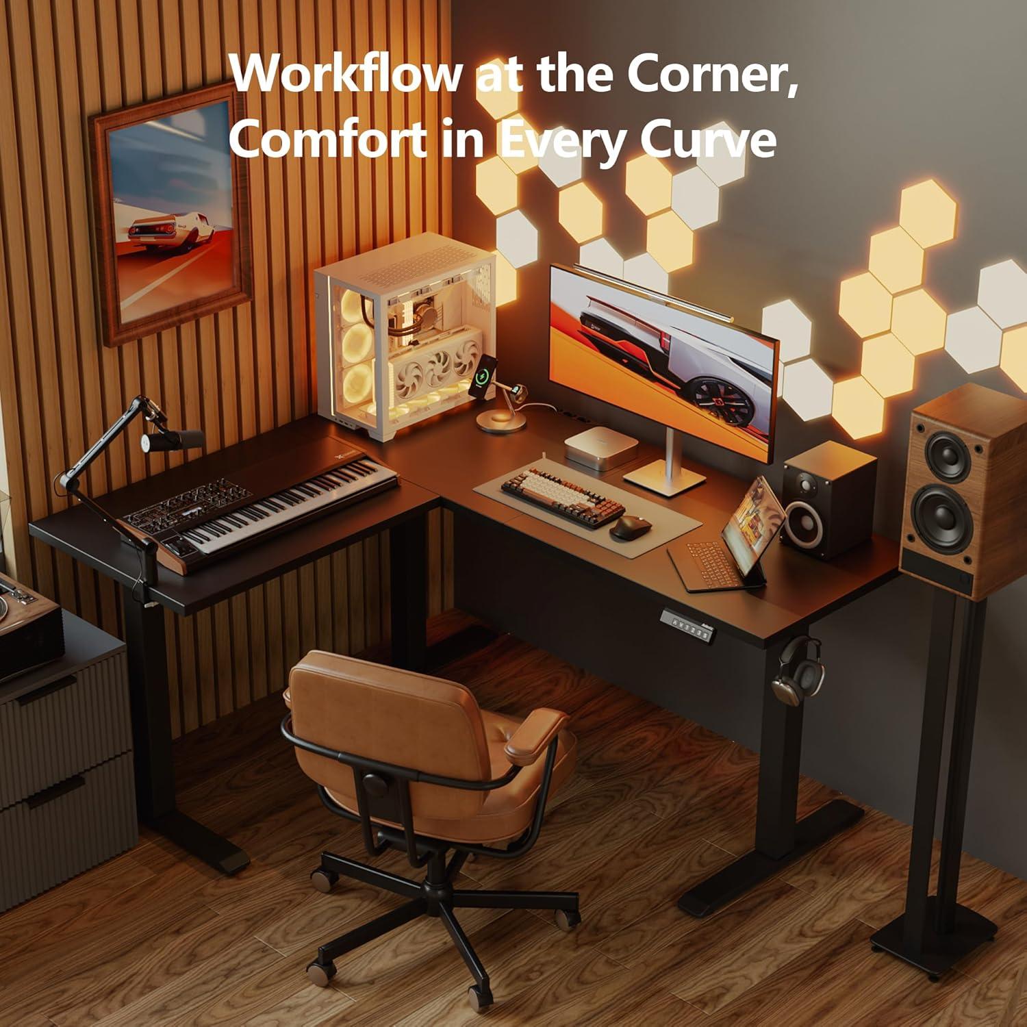 Escritorio de pie en L Agilestic 150x120 cm ajustable eléctrico