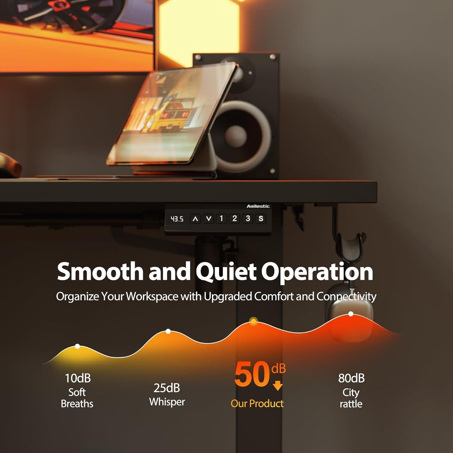 Escritorio de pie en L Agilestic 150x120 cm ajustable eléctrico