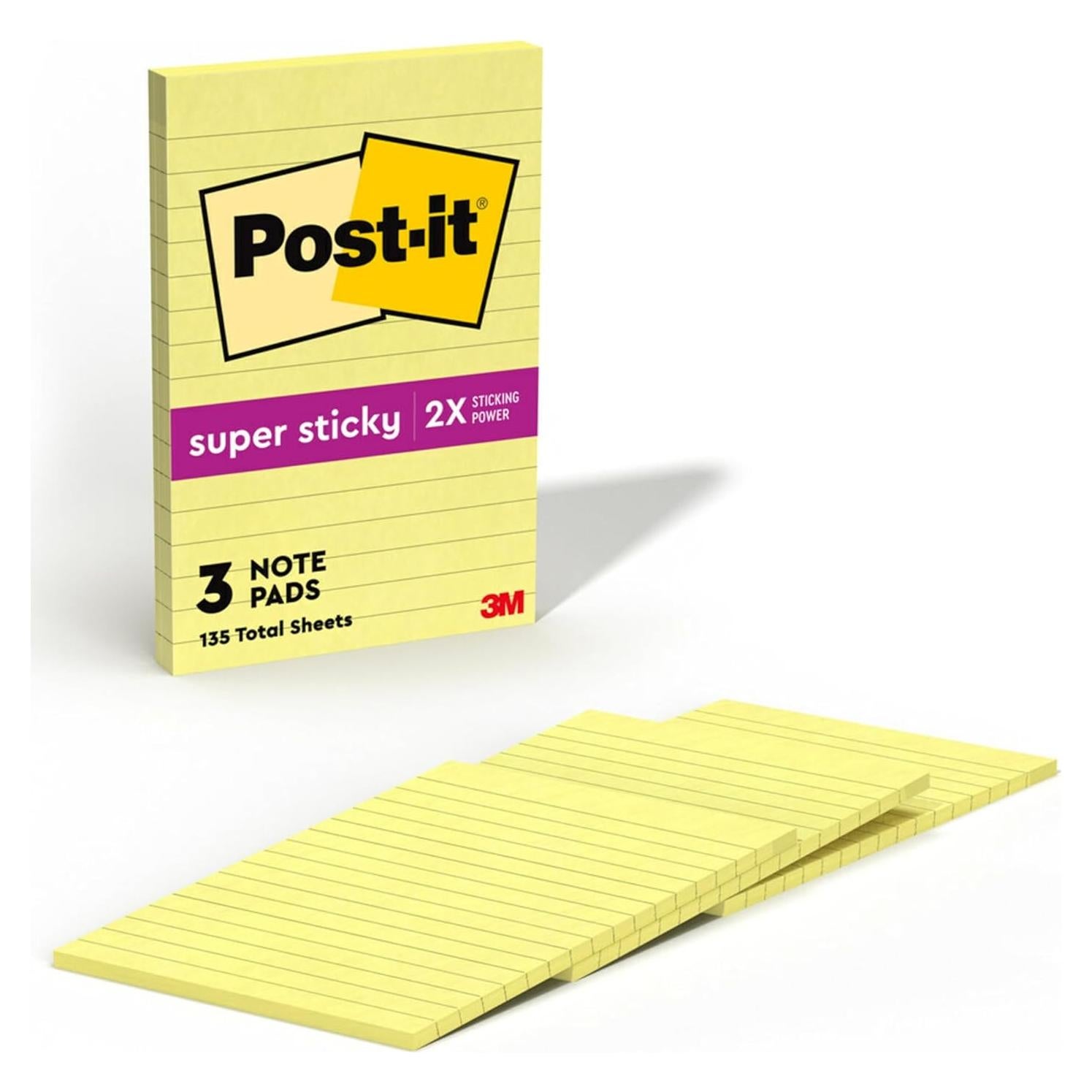 Notas Post-it Súper Adhesivas Amarillo Canario 4x6" 4 Blocs