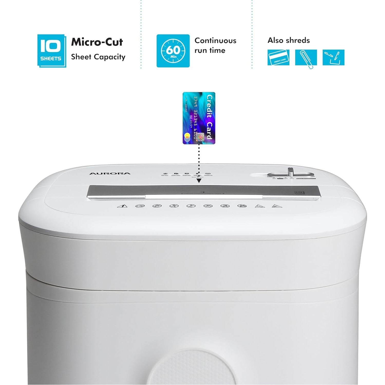 Trituradora de Papel Aurora AU1060ME Micro-Corte P-5 10 Hojas