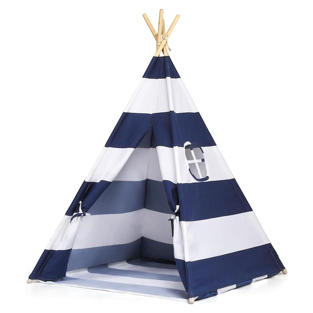 Tienda Teepee para Niños Costzon Rayas Azules y Blancas