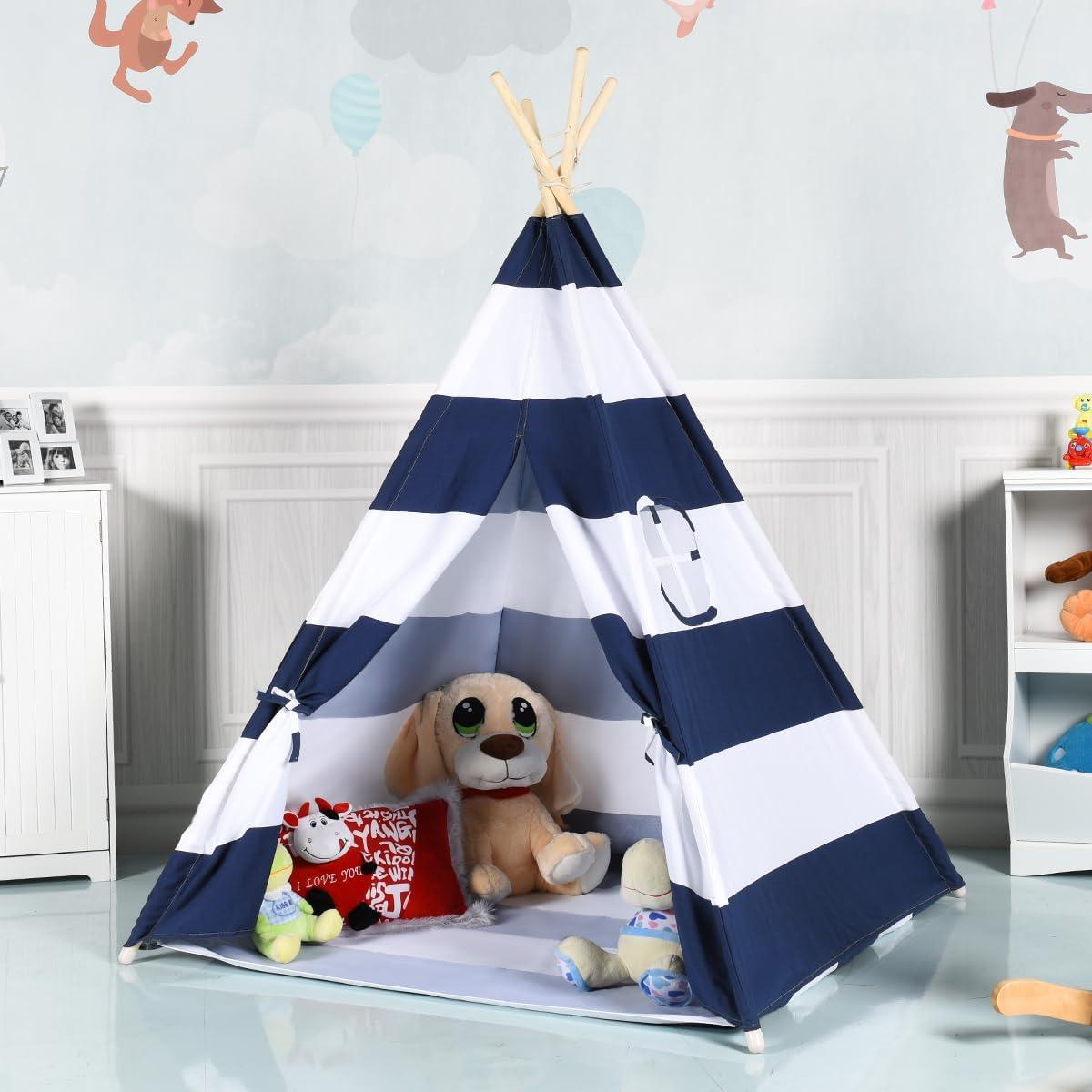 Tienda Teepee para Niños Costzon Rayas Azules y Blancas