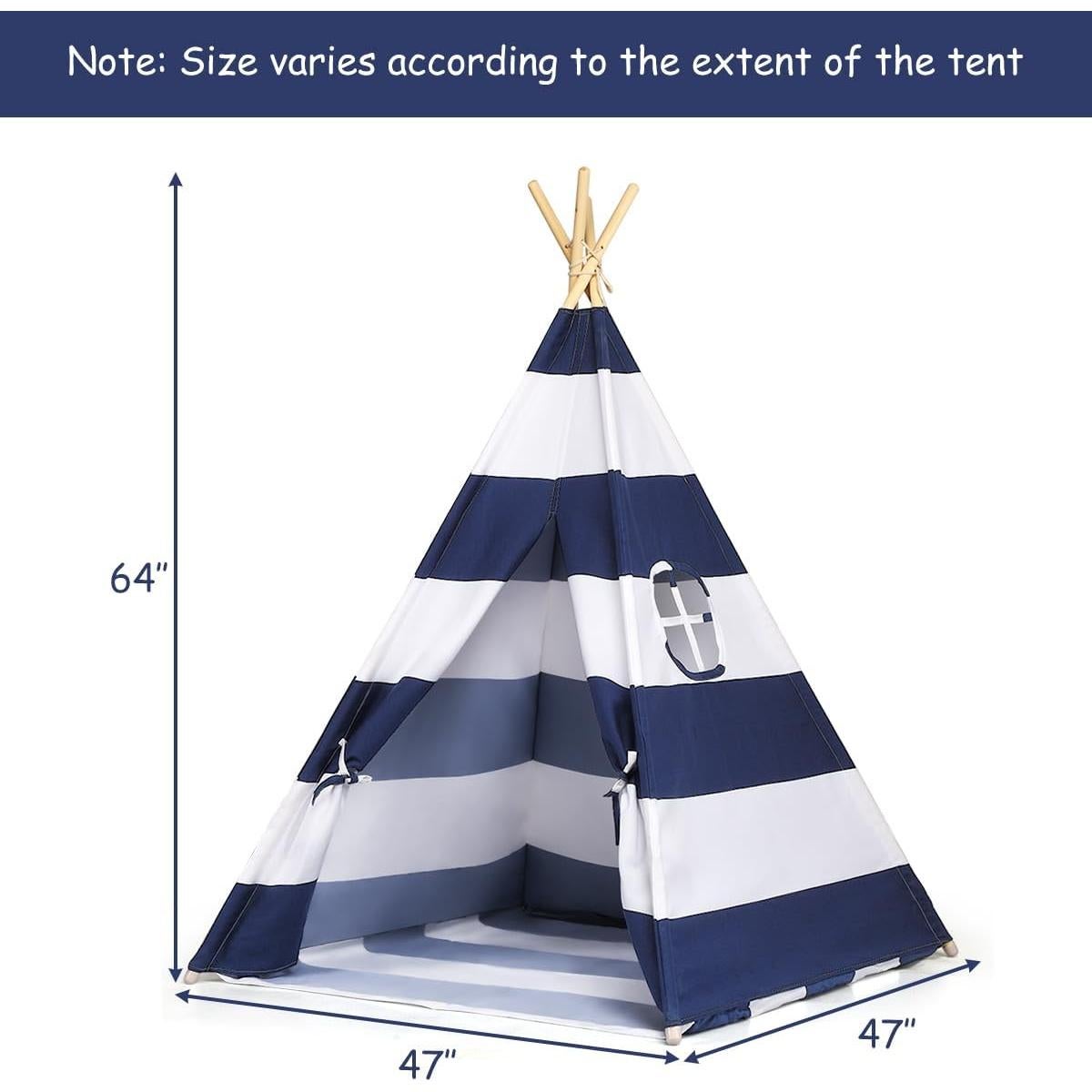 Tienda Teepee para Niños Costzon Rayas Azules y Blancas