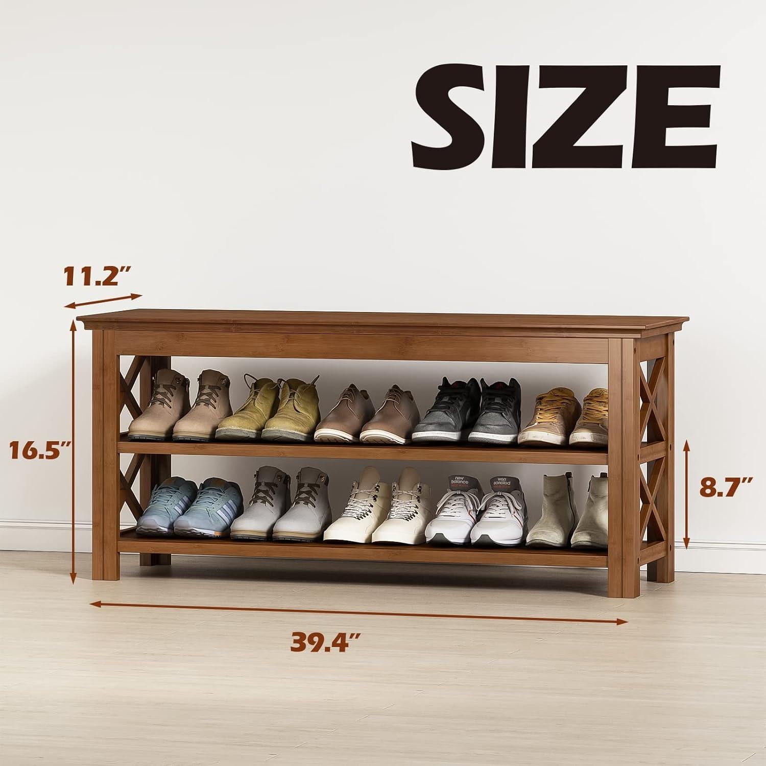 Banco de Zapatos Bamworld de Bambú 100 cm con Almacenamiento