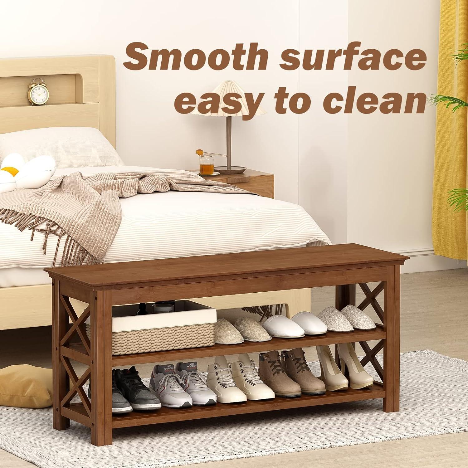 Banco de Zapatos Bamworld de Bambú 100 cm con Almacenamiento