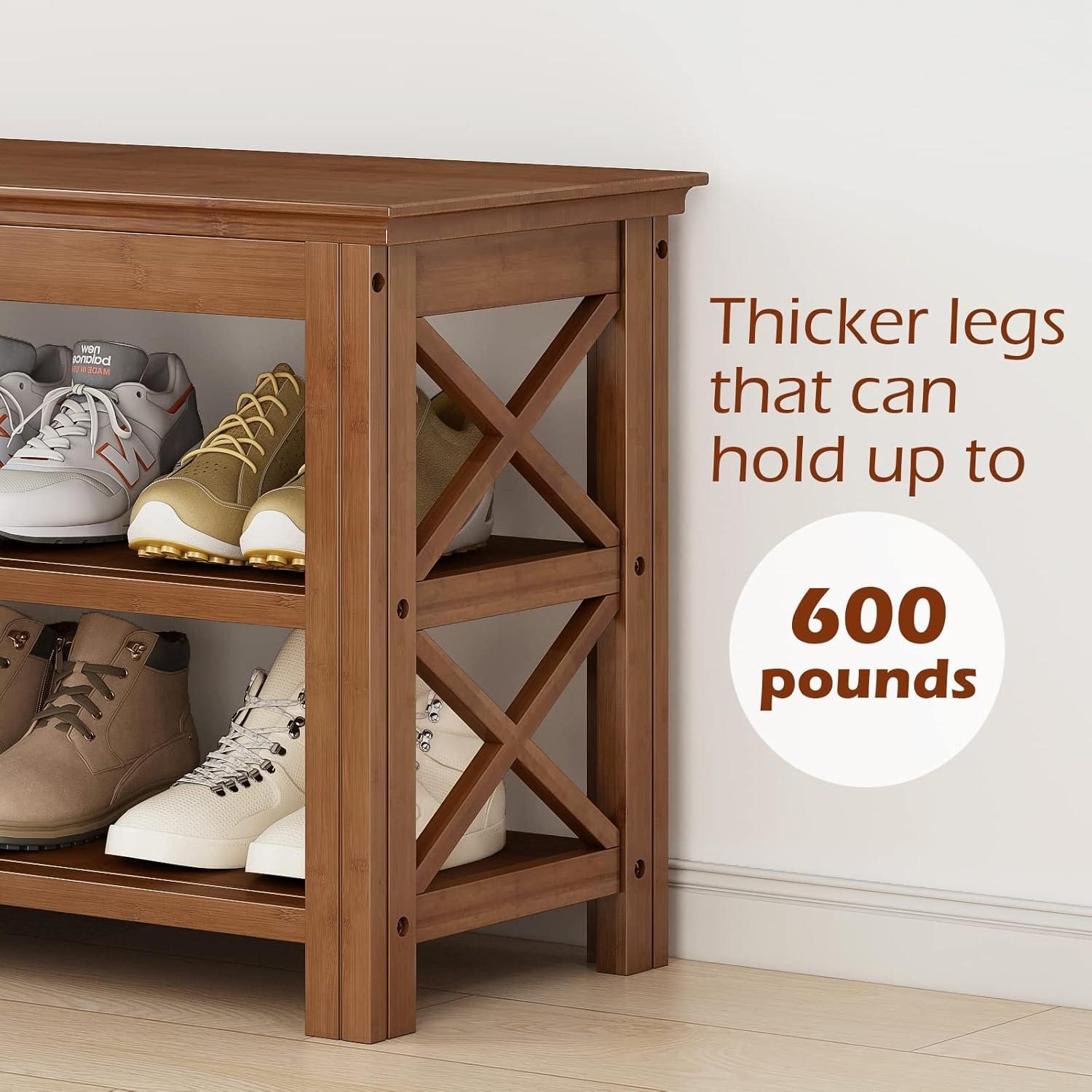 Banco de Zapatos Bamworld de Bambú 100 cm con Almacenamiento