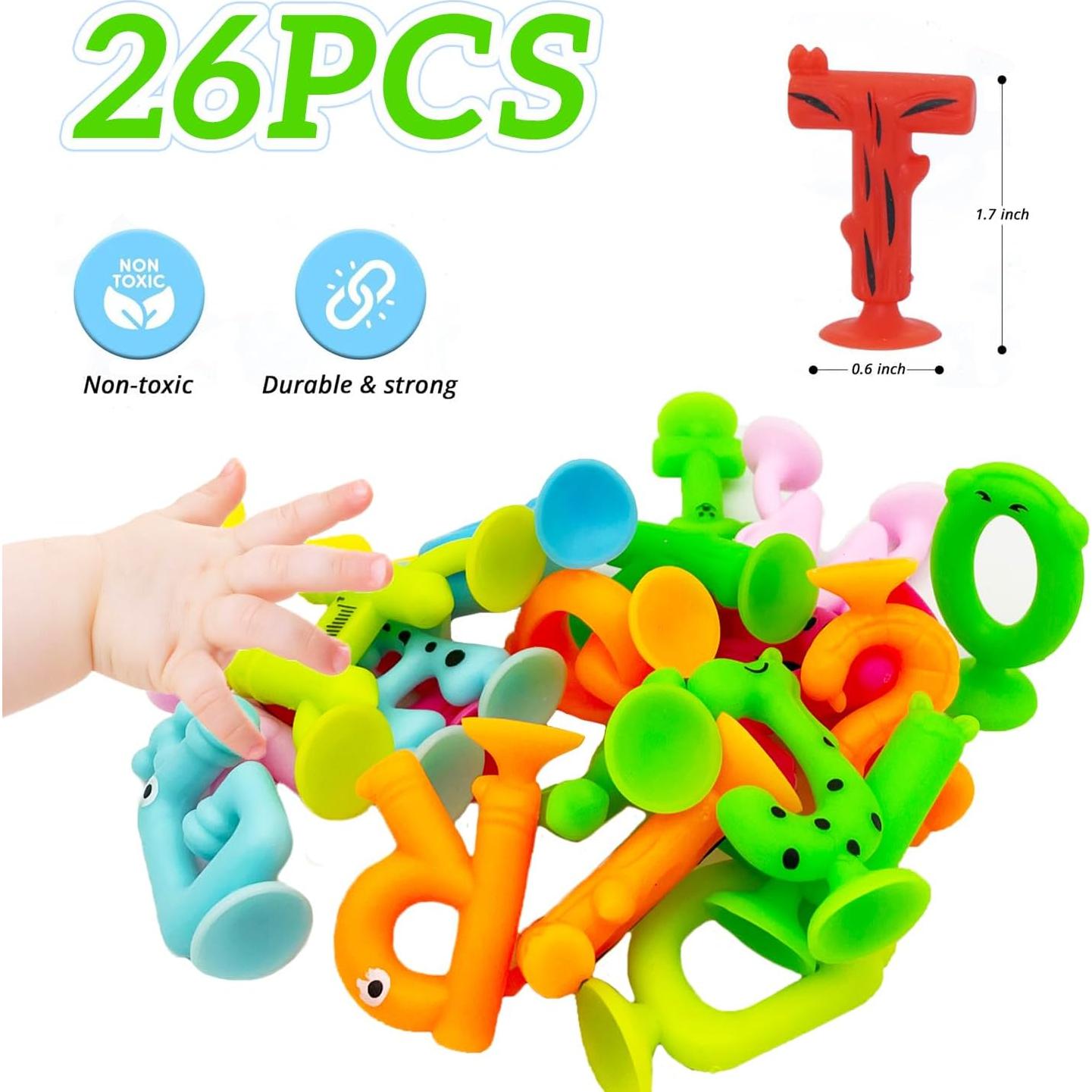 Juguetes de Baño de Succión LZSSAS 26 PCS Letras Sensory