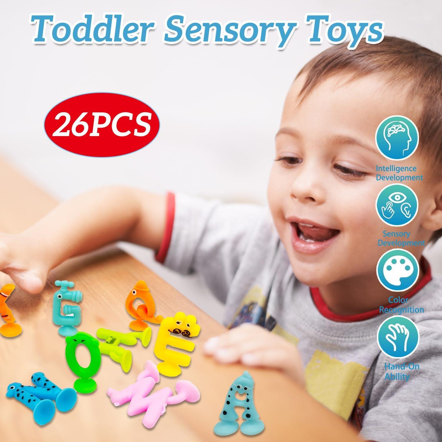 Juguetes de Baño de Succión LZSSAS 26 PCS Letras Sensory