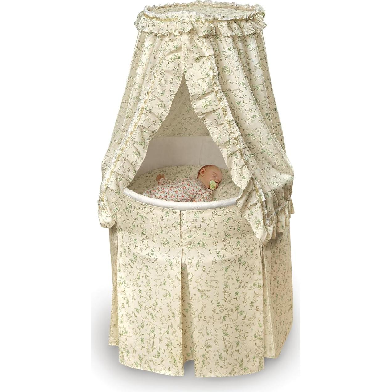 Cuna Balancín Redonda Badger Basket Emperatriz con Dosel