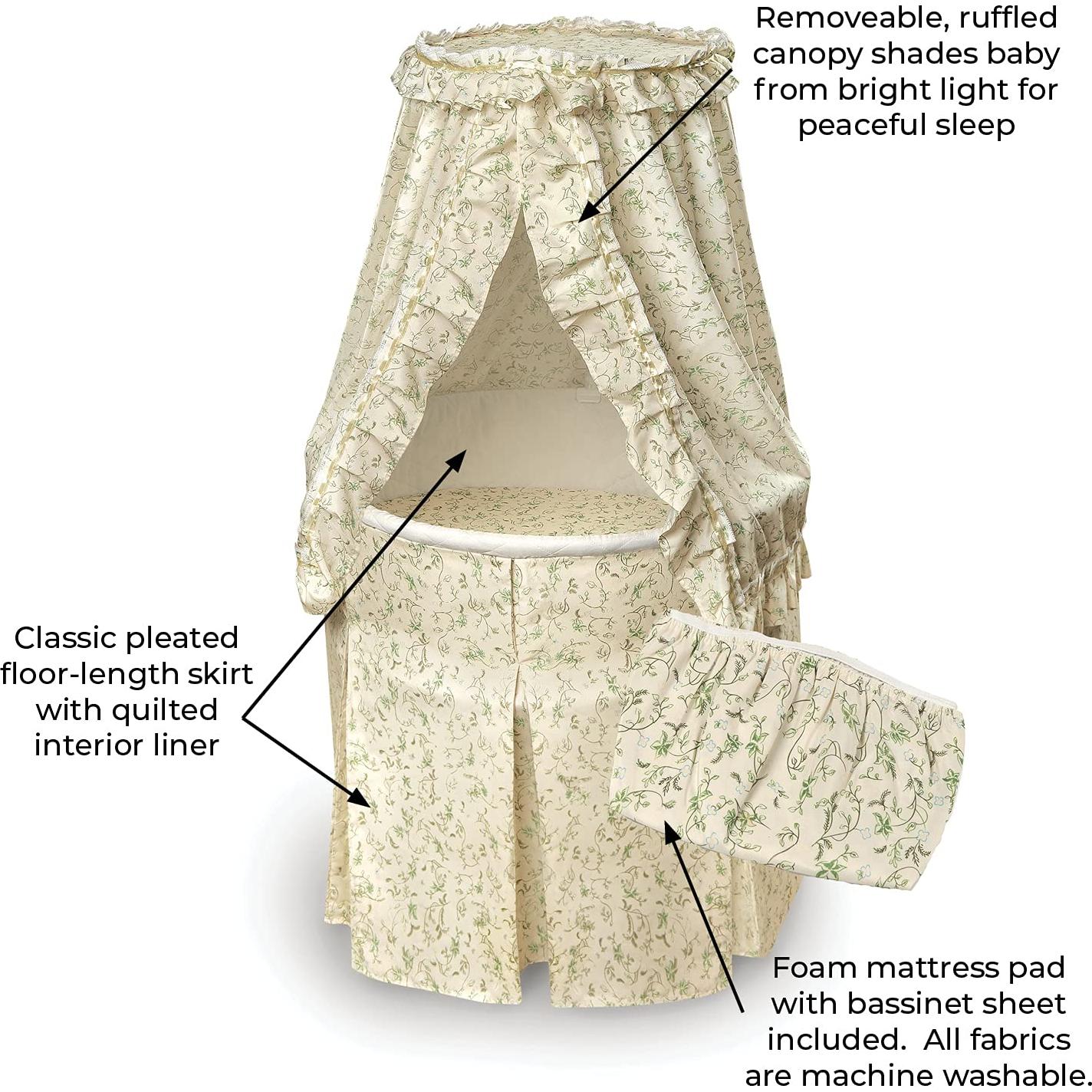 Cuna Balancín Redonda Badger Basket Emperatriz con Dosel