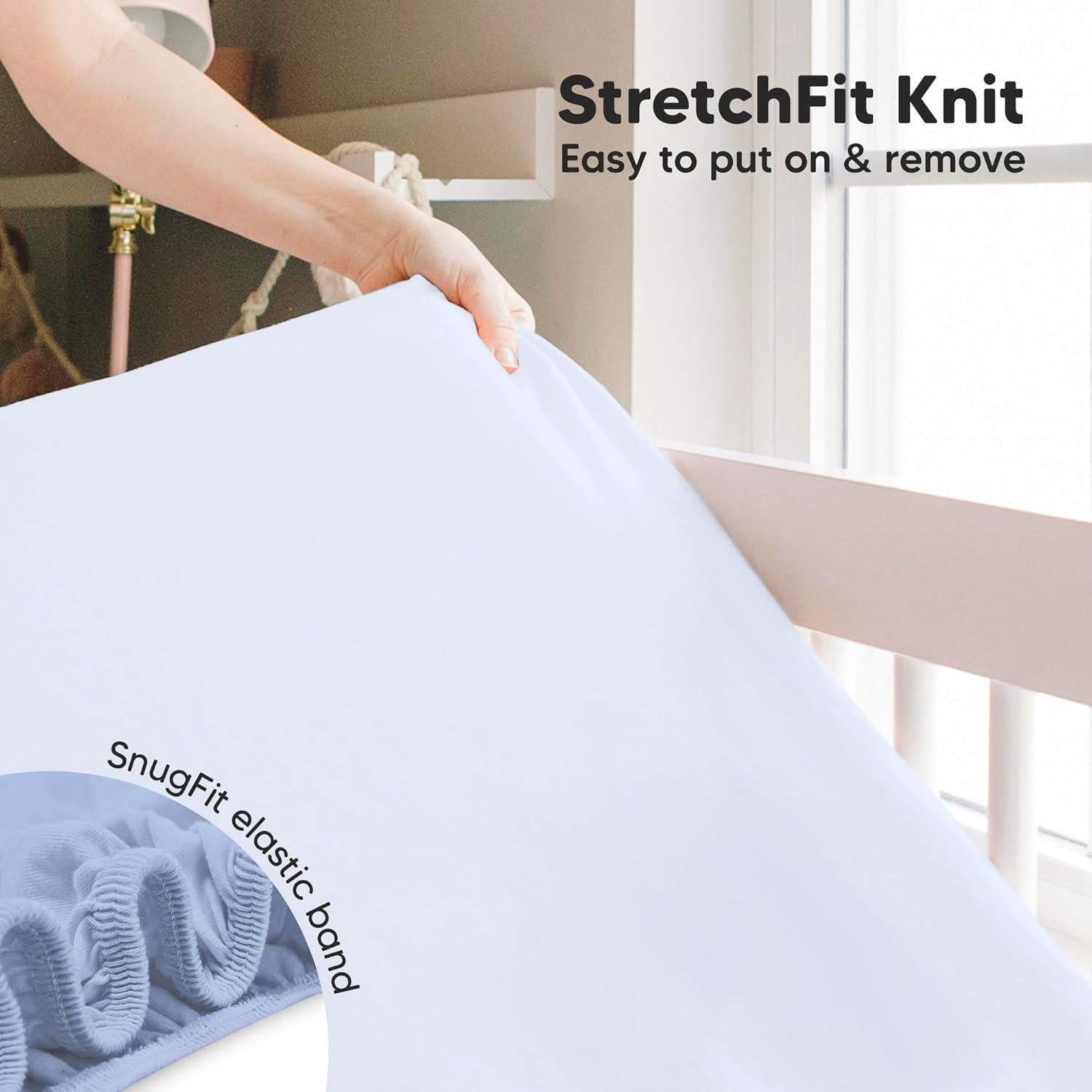 Juego de 2 Sábanas Ajustadas para Cuna KeaBabies Lino Azul