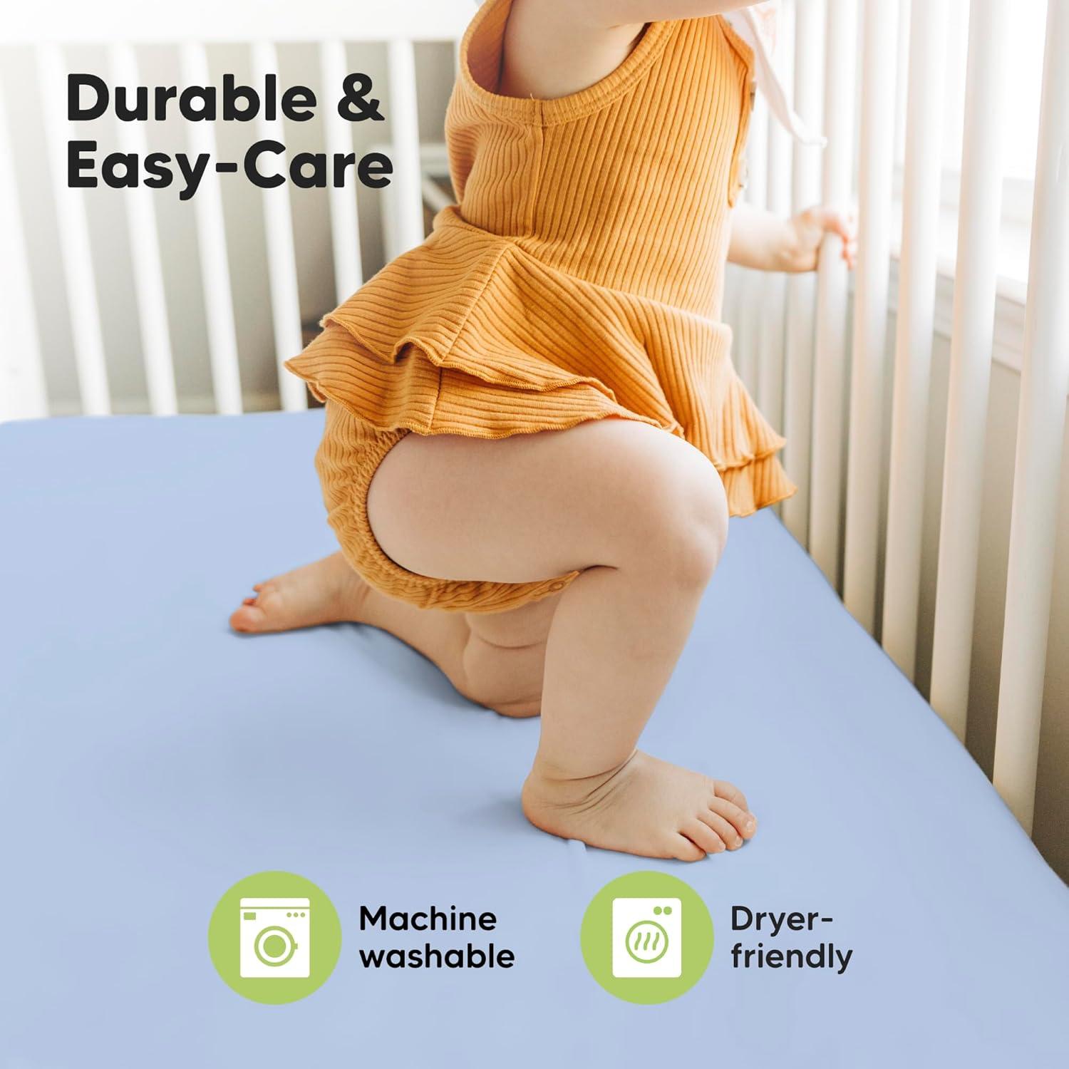 Juego de 2 Sábanas Ajustadas para Cuna KeaBabies Lino Azul