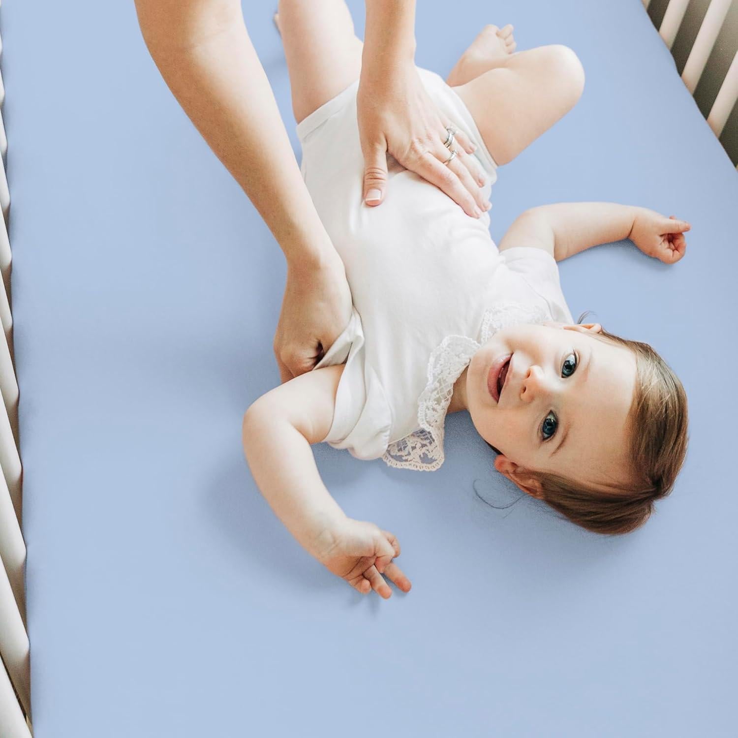 Juego de 2 Sábanas Ajustadas para Cuna KeaBabies Lino Azul