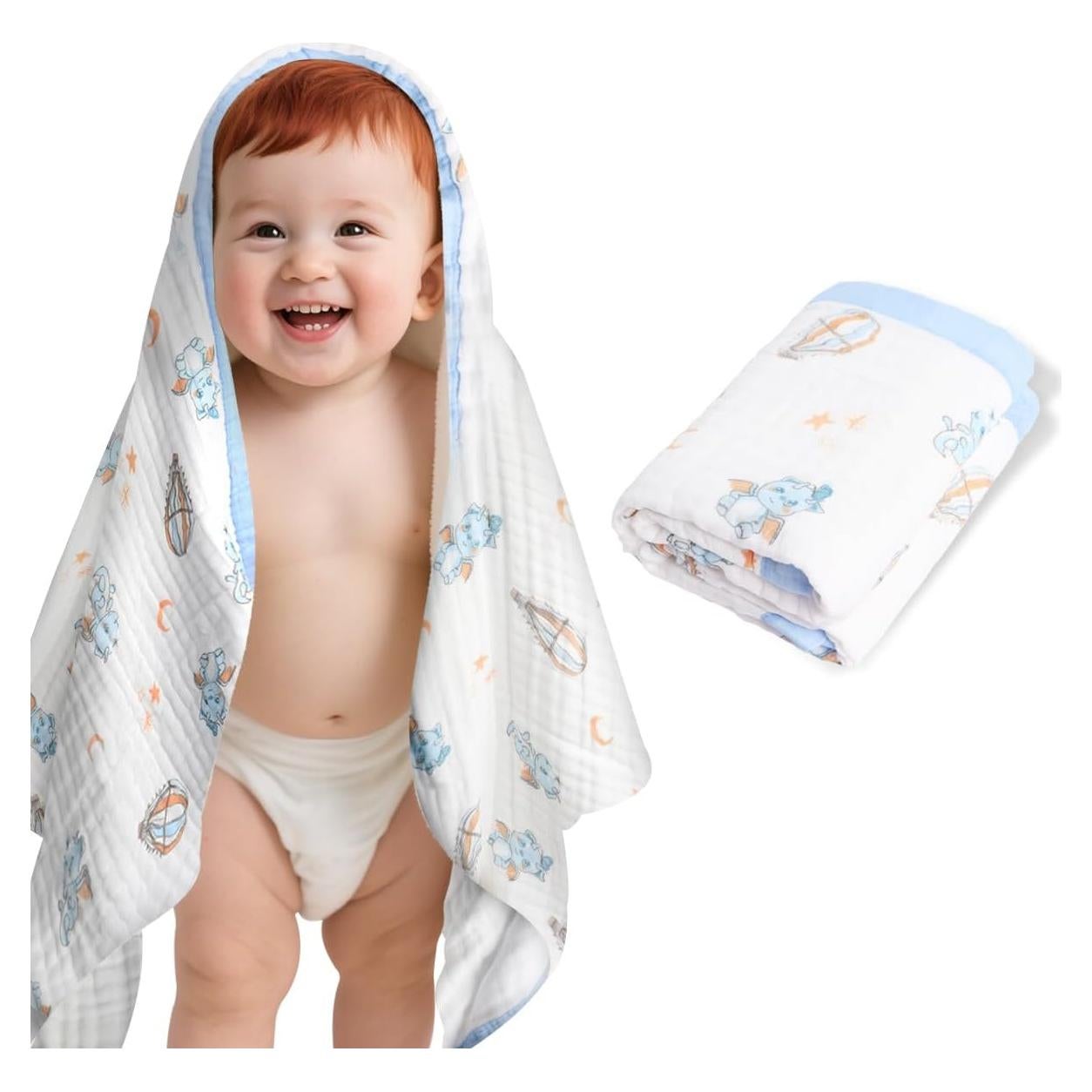 Toalla de Baño para Bebés ICKYOU 109x109 cm Algodón Muselina