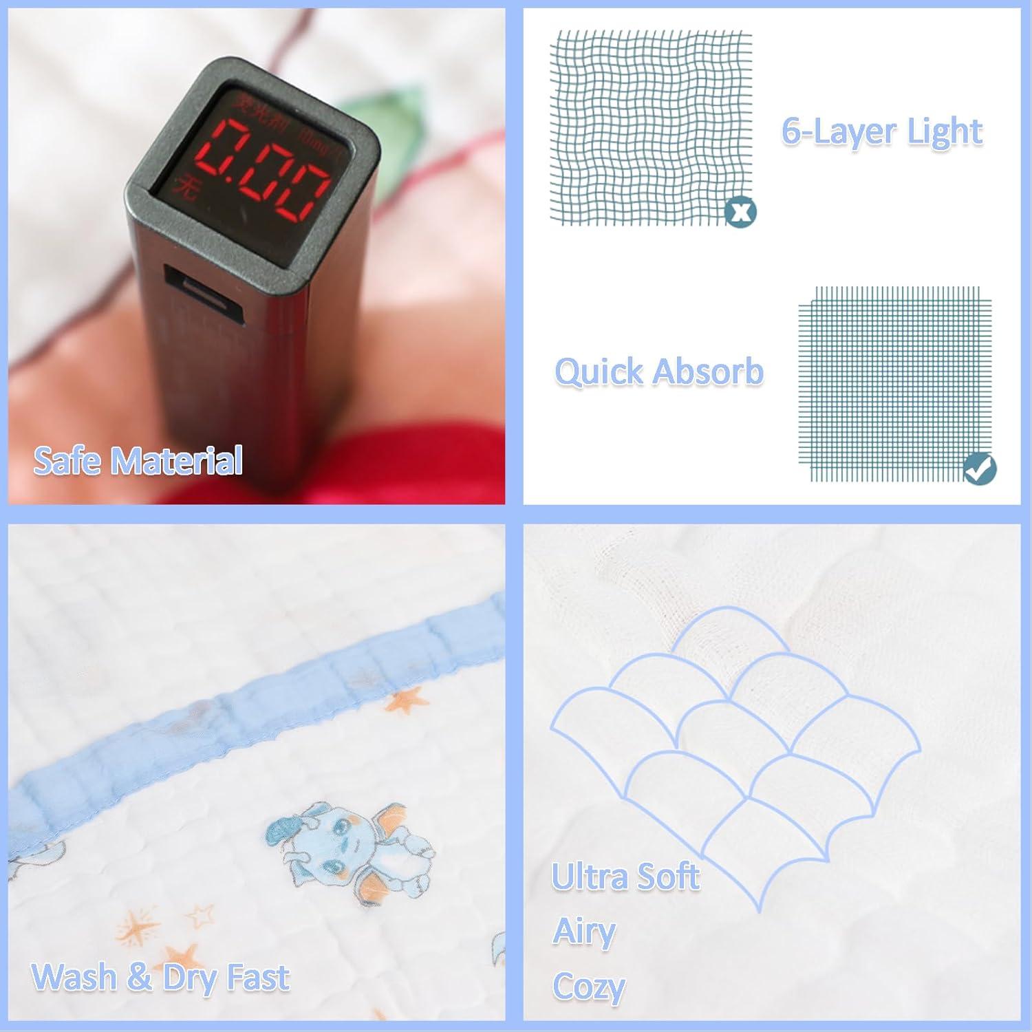 Toalla de Baño para Bebés ICKYOU 109x109 cm Algodón Muselina