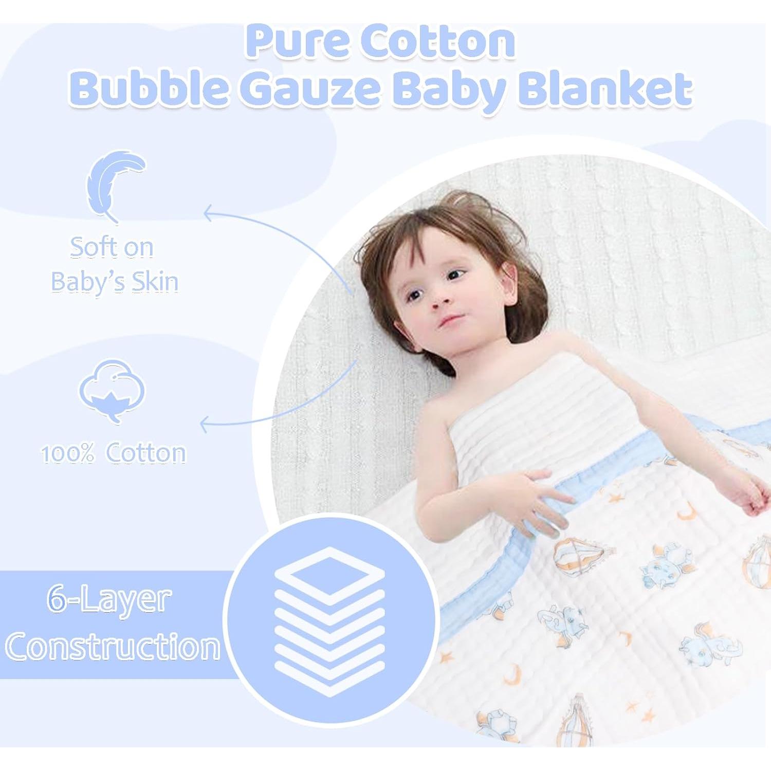 Toalla de Baño para Bebés ICKYOU 109x109 cm Algodón Muselina