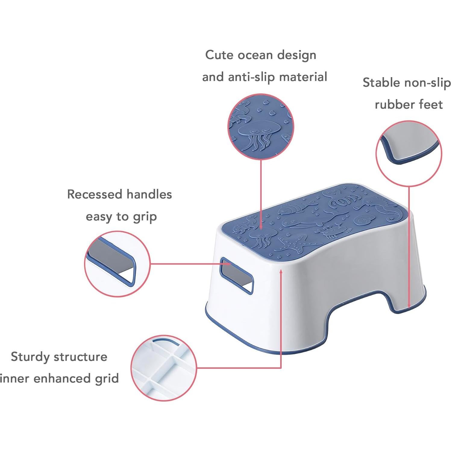 Escalera Antideslizante para Niños A+KCEYON Azul 1 Paso