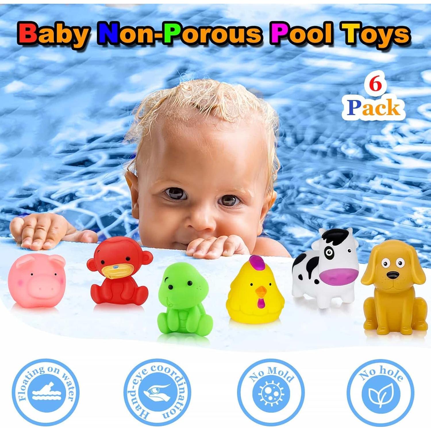 Juguetes de baño para bebés QLKYTALA - 6 animales coloridos