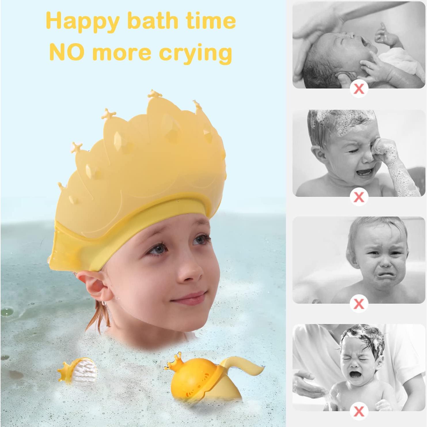 Gorro de Ducha para Bebé Thcbme Amarillo Ajustable 0-9 Años