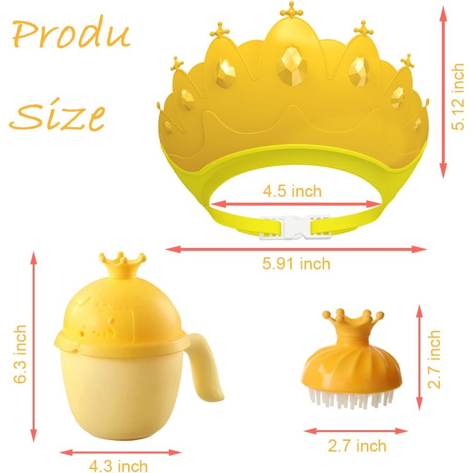 Gorro de Ducha para Bebé Thcbme Amarillo Ajustable 0-9 Años