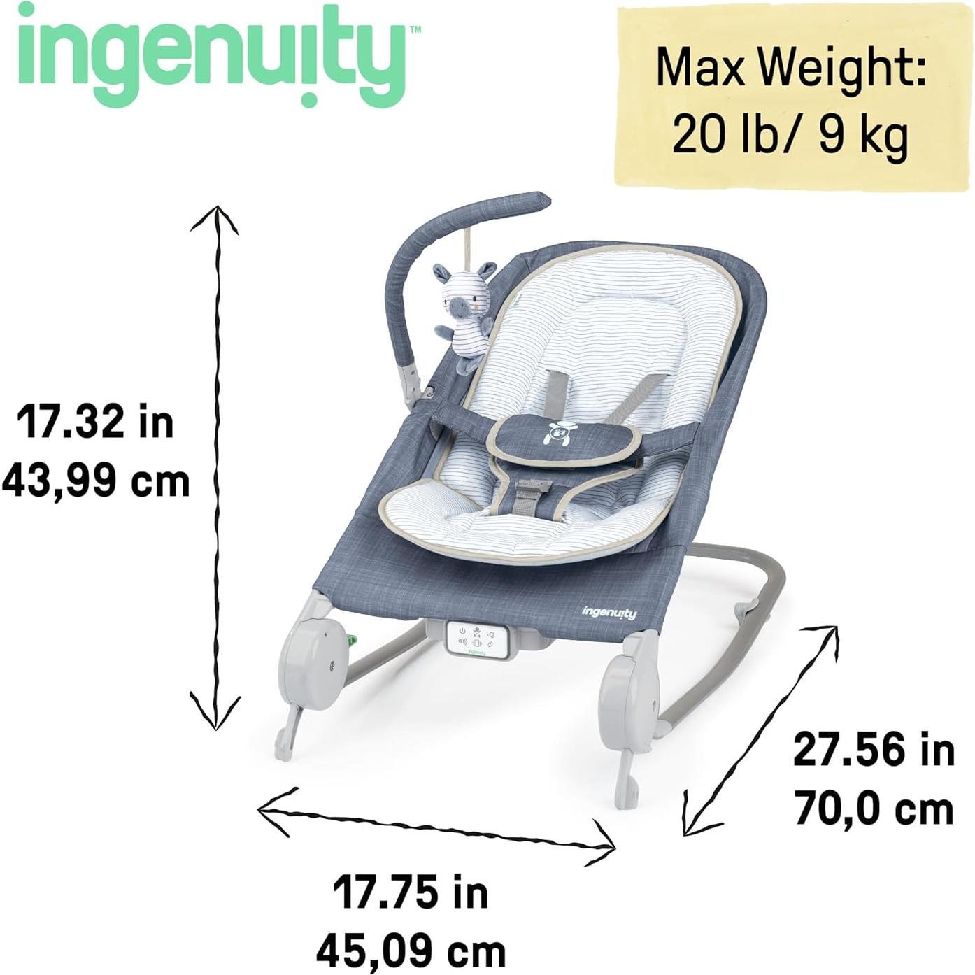 Silla de Rebotar y Masaje Ingenuity Happy Belly - Azul Chambray