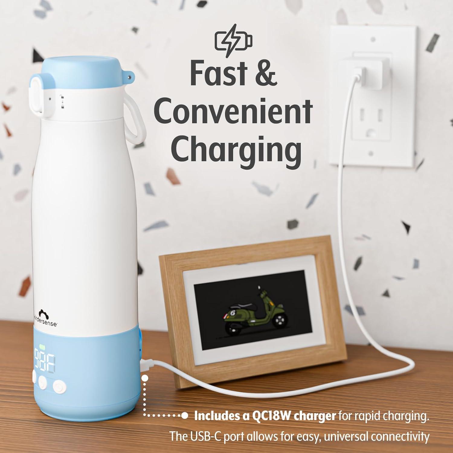 Calentador de Botellas KinderSense Portátil 12 Fl Oz 55W Azul