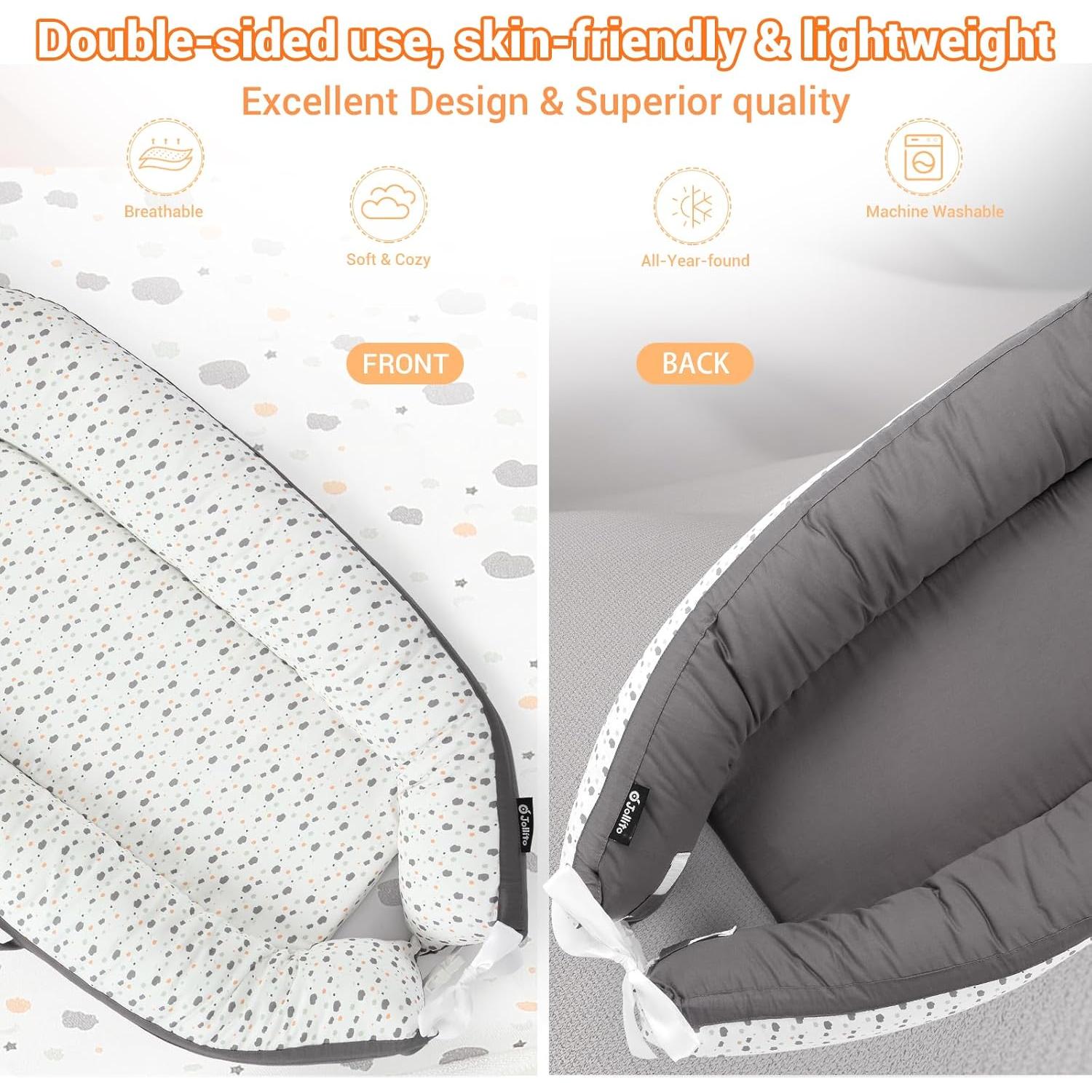 Lounger para Bebés JOLLITO 100% Algodón Gris 0-24 Meses