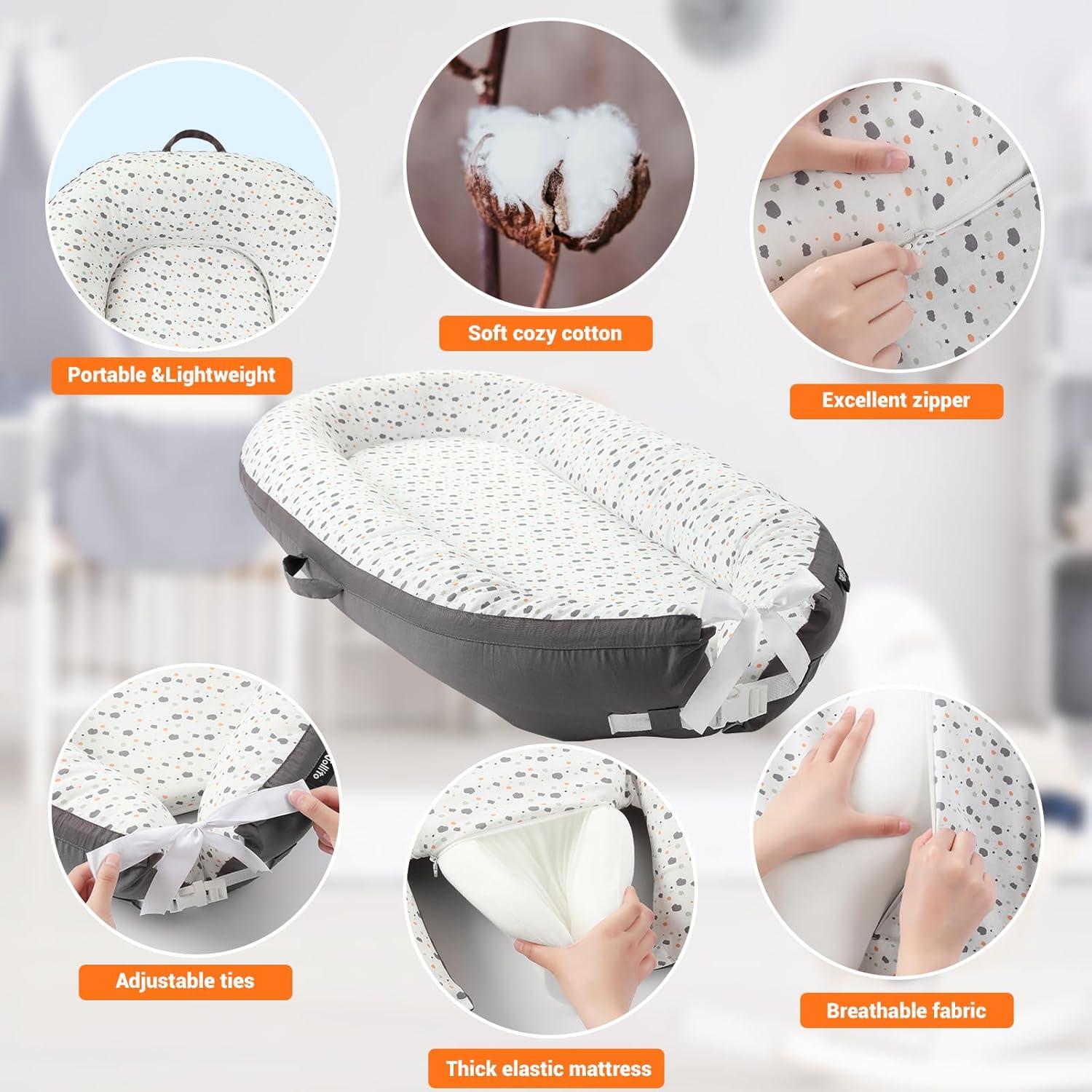 Lounger para Bebés JOLLITO 100% Algodón Gris 0-24 Meses