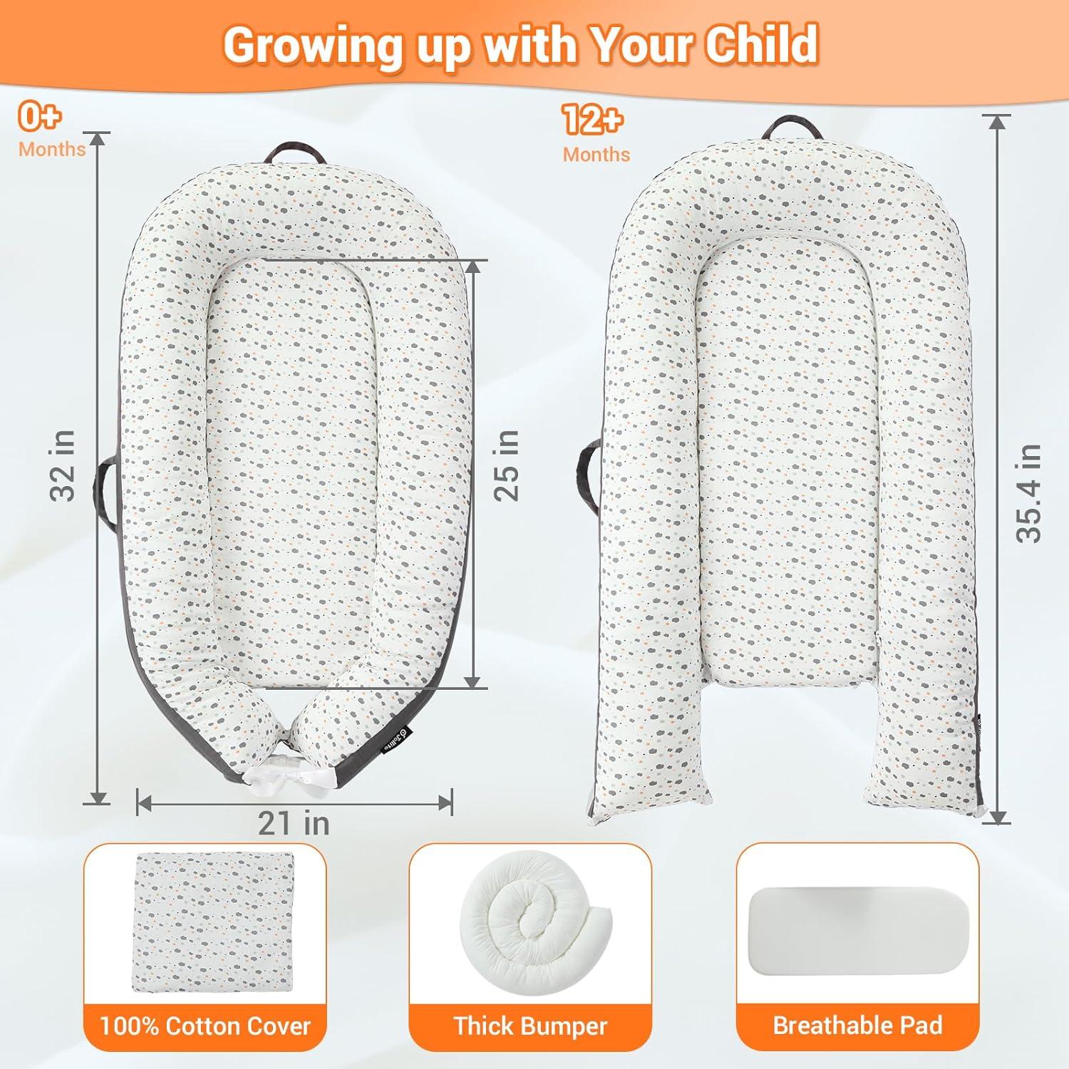 Lounger para Bebés JOLLITO 100% Algodón Gris 0-24 Meses