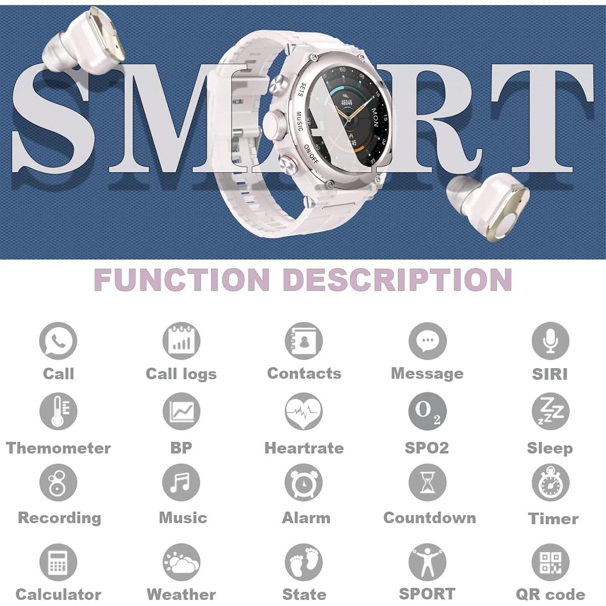 Reloj Inteligente T92 PADY con Auriculares Bluetooth 3 en 1