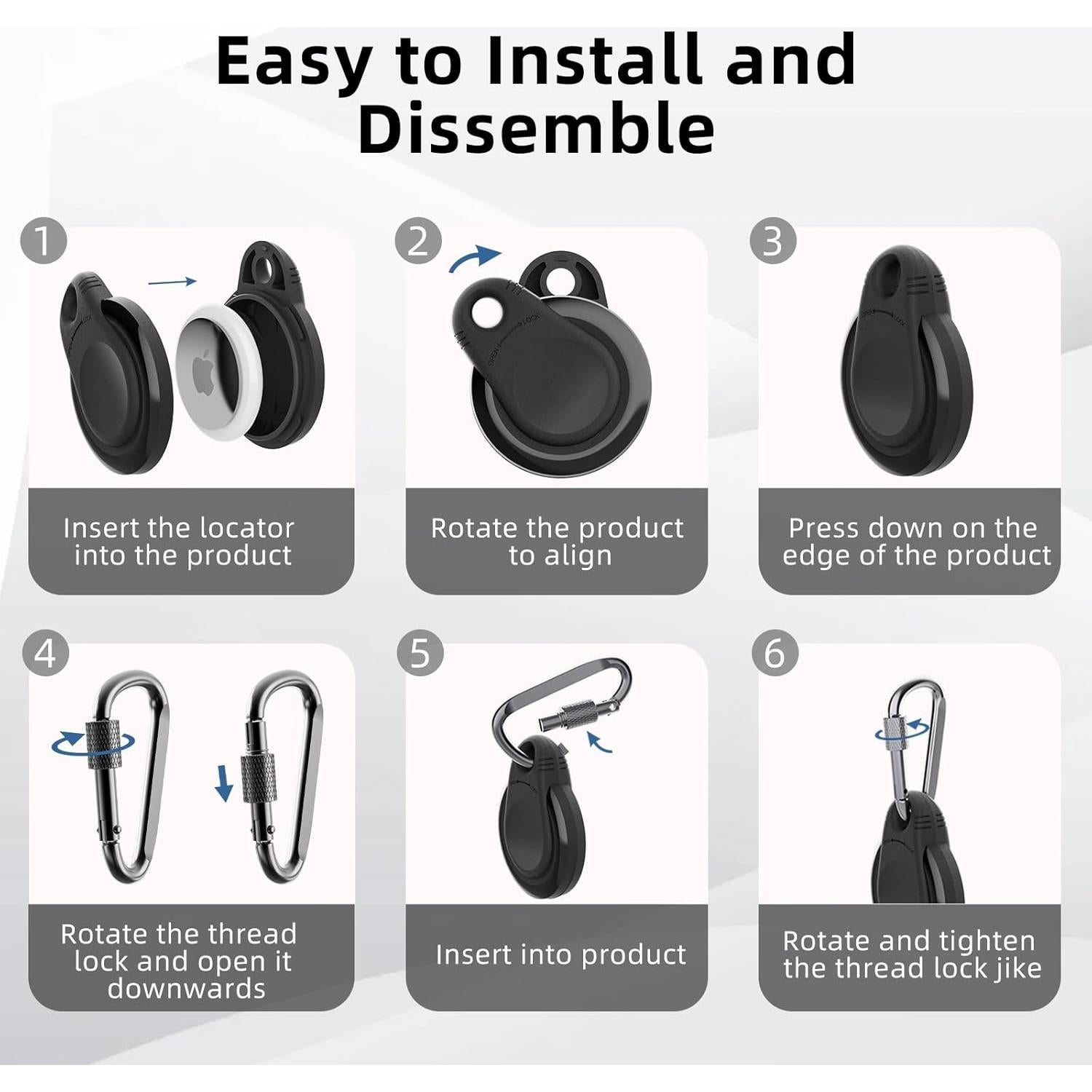 Soporte Impermeable para AirTag Holixcase Negro 4 Pack