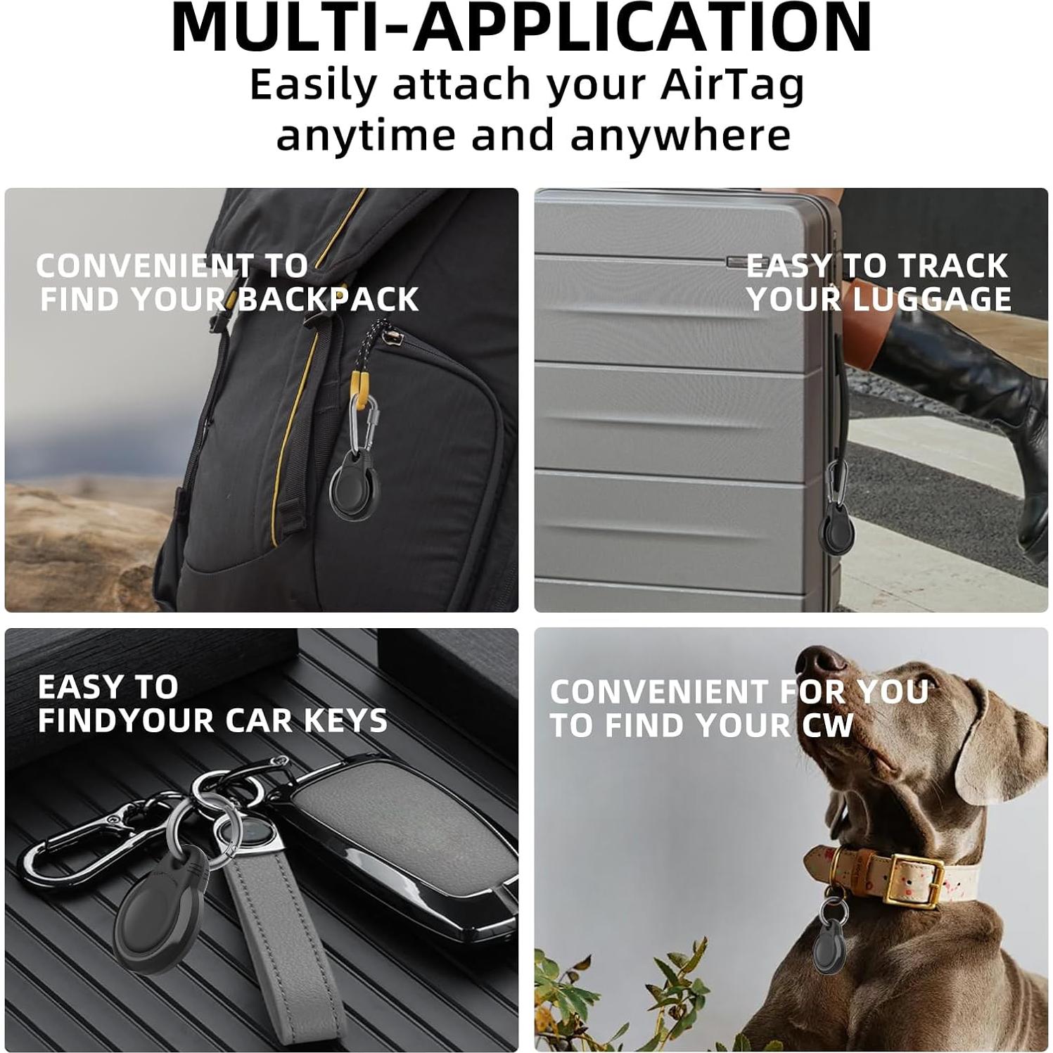 Soporte Impermeable para AirTag Holixcase Negro 4 Pack