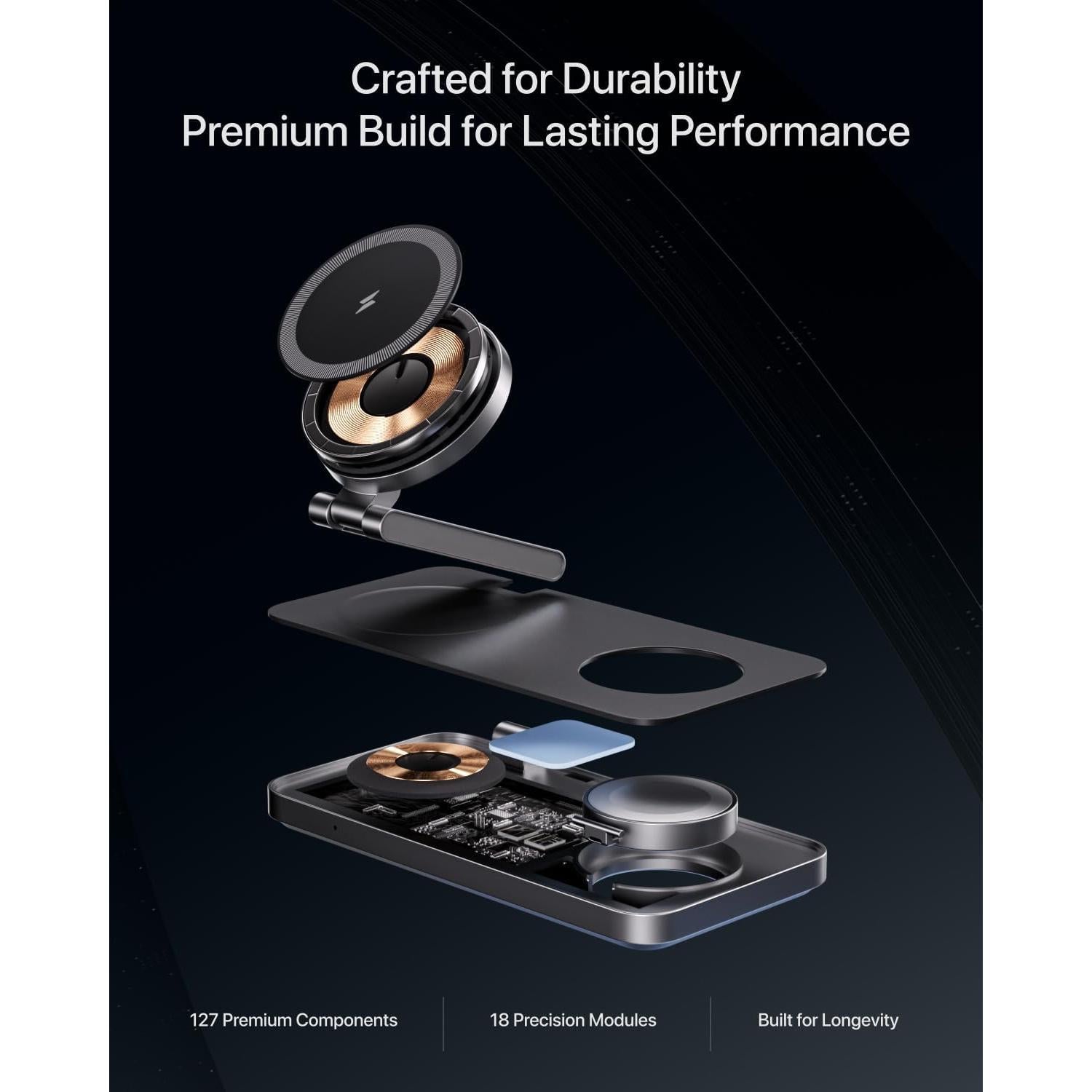 Estación de Carga Inalámbrica 3 en 1 Intoval F8 15W Qi2 Negro