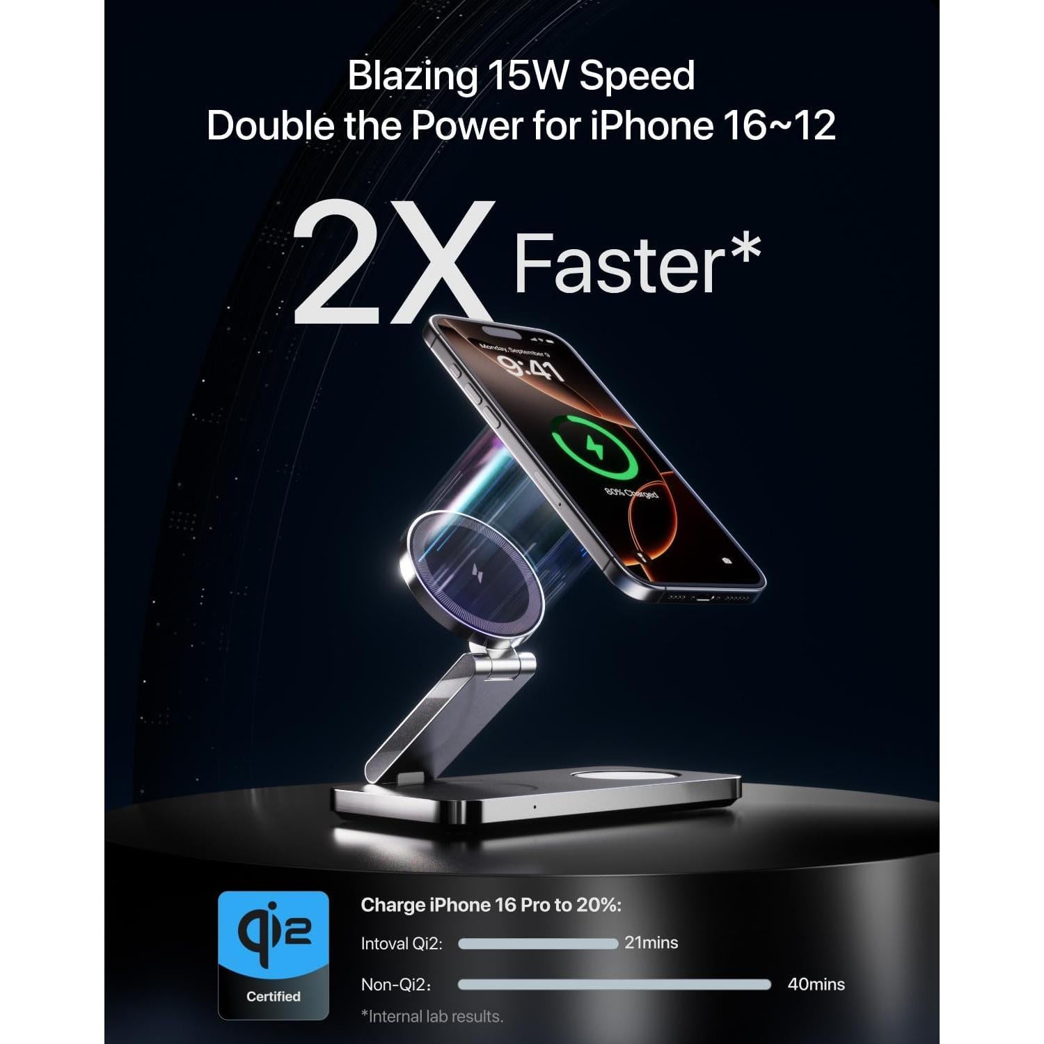 Estación de Carga Inalámbrica 3 en 1 Intoval F8 15W Qi2 Negro