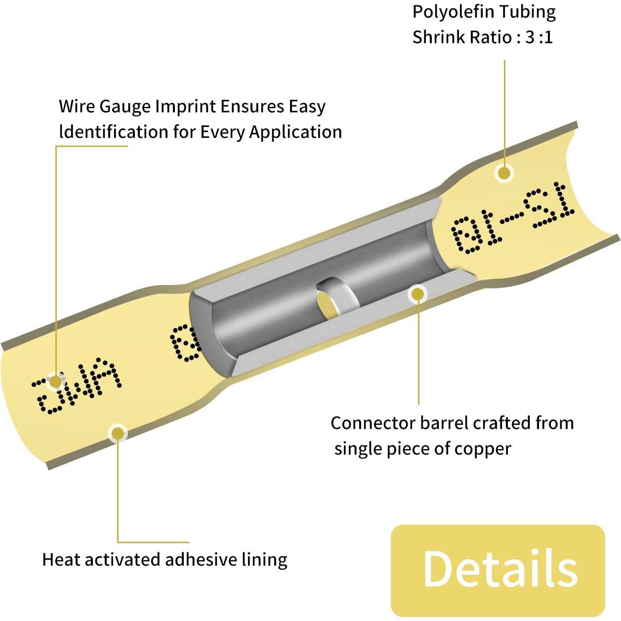 Conectores de compresión termorretráctil ZIPCCI 12-10 AWG - 50 Pcs