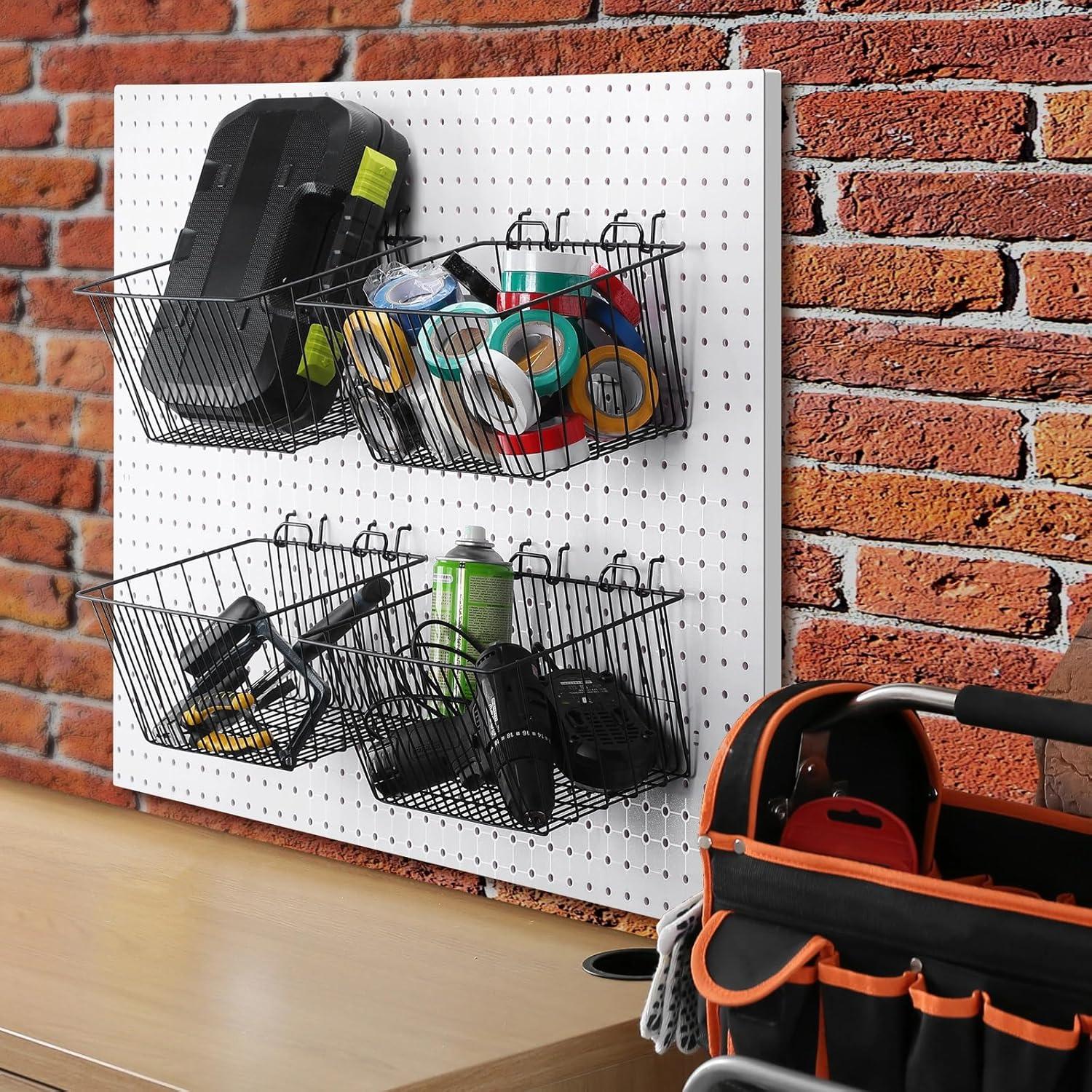 Cestas de Almacenamiento para Tablero Perforado Sieral - 4 Piezas