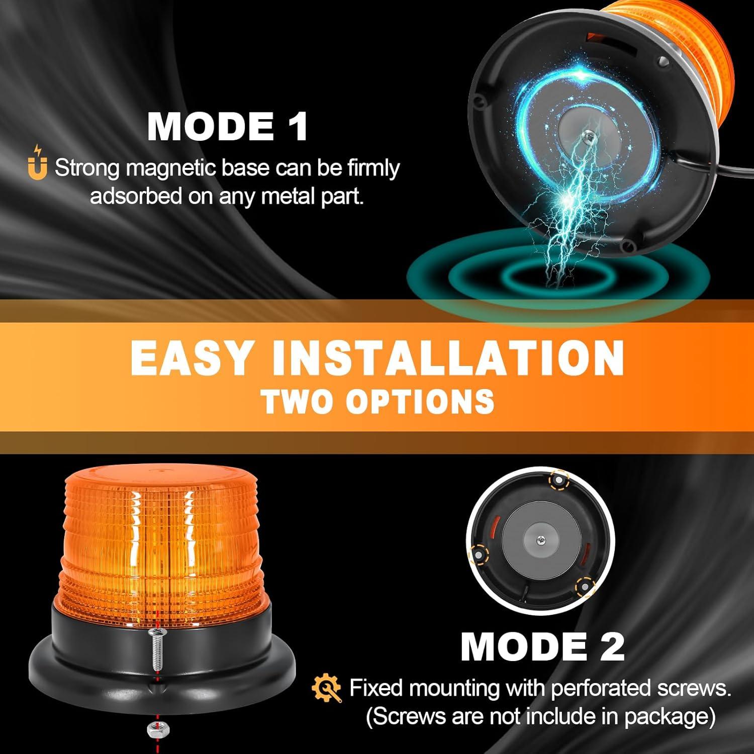 Luz Estroboscópica LED Dinfu Ámbar 10W Magnética IP67
