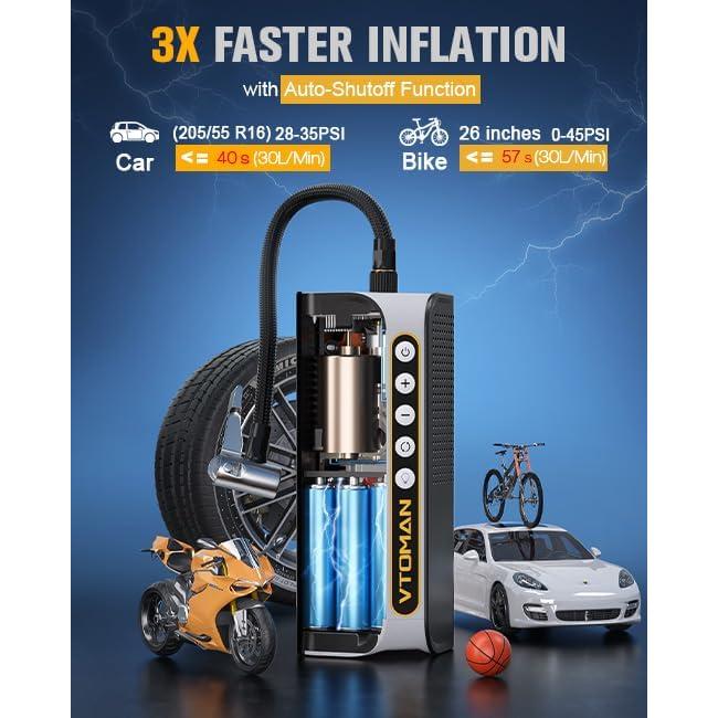 Compresor de Aire Portátil VTOMAN X6 Pro 160 PSI con Luz LED