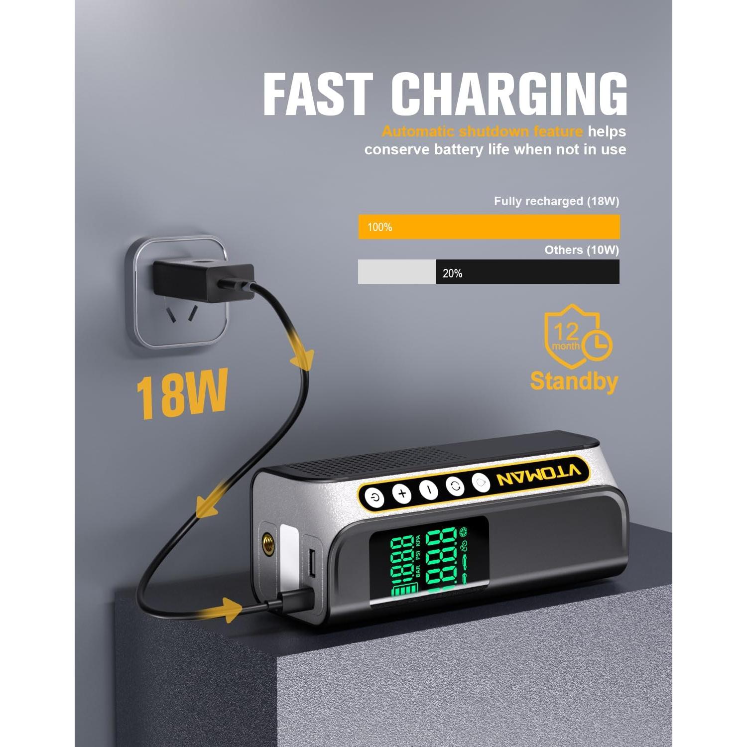 Compresor de Aire Portátil VTOMAN X6 Pro 160 PSI con Luz LED