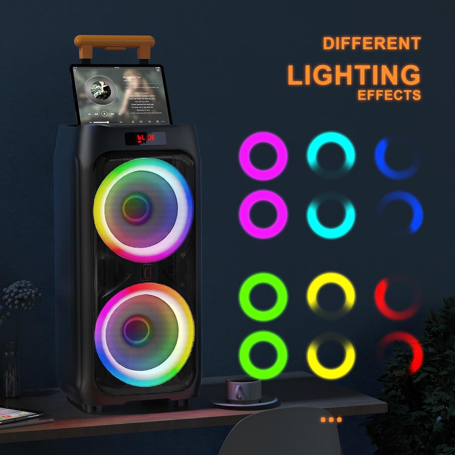 Máquina de Karaoke JYX-T9 con 2 Micrófonos Inalámbricos 500W