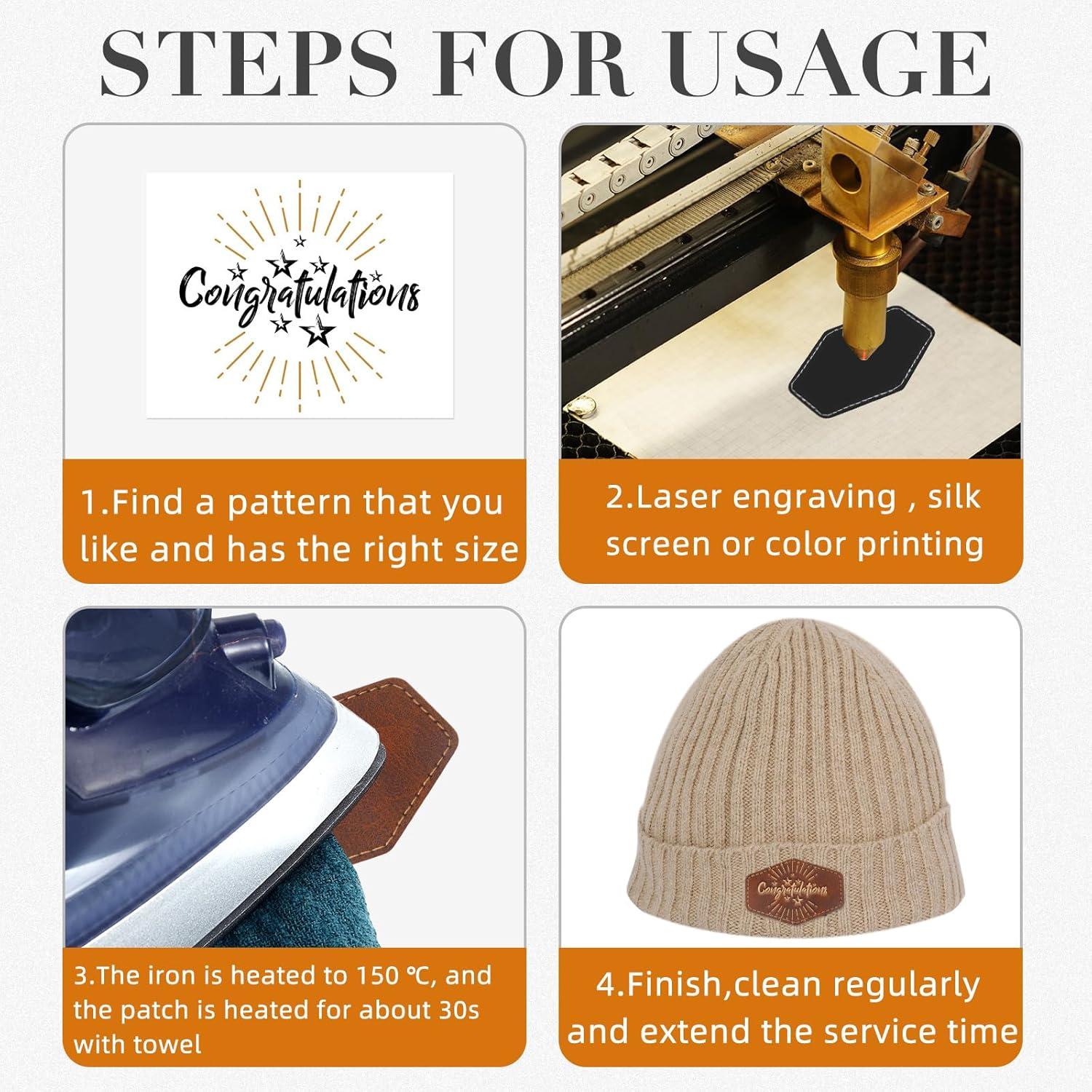 60 Parches Hexagonales de Cuero Sintético Huhumy 7.62x5.08cm