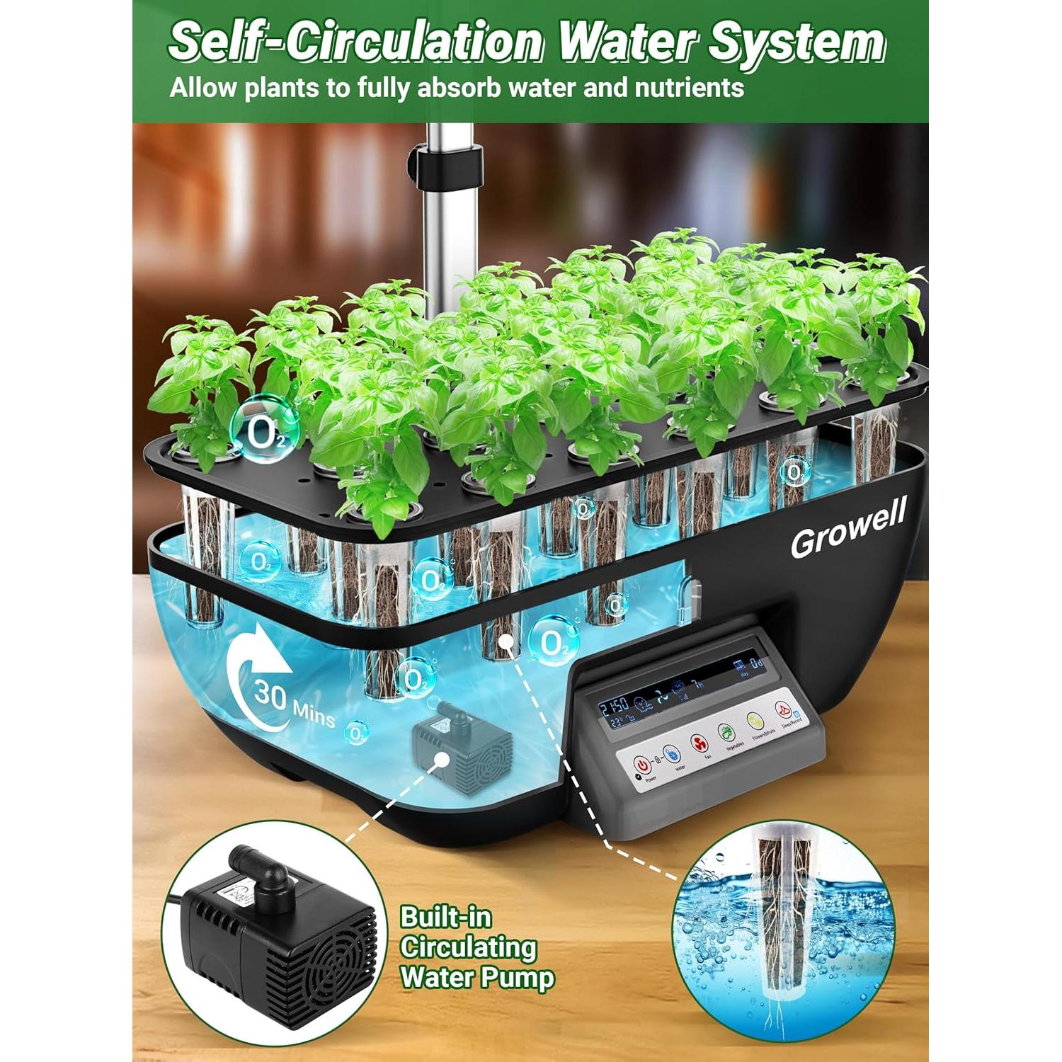 Sistema Hidropónico Growell 17 Cápsulas 10L 102 Luces LED