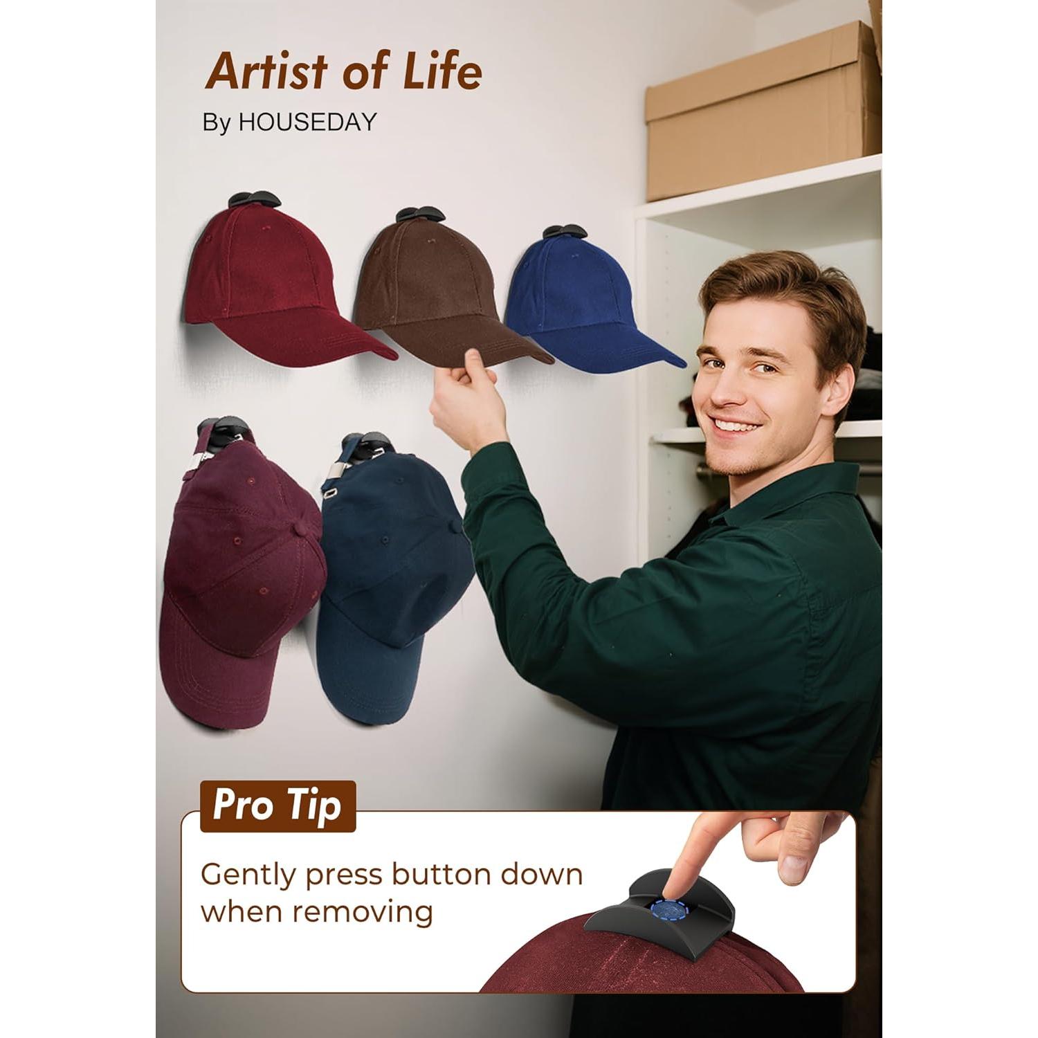 Ganchos Adhesivos para Sombreros HOUSE DAY 8 Pack Negro